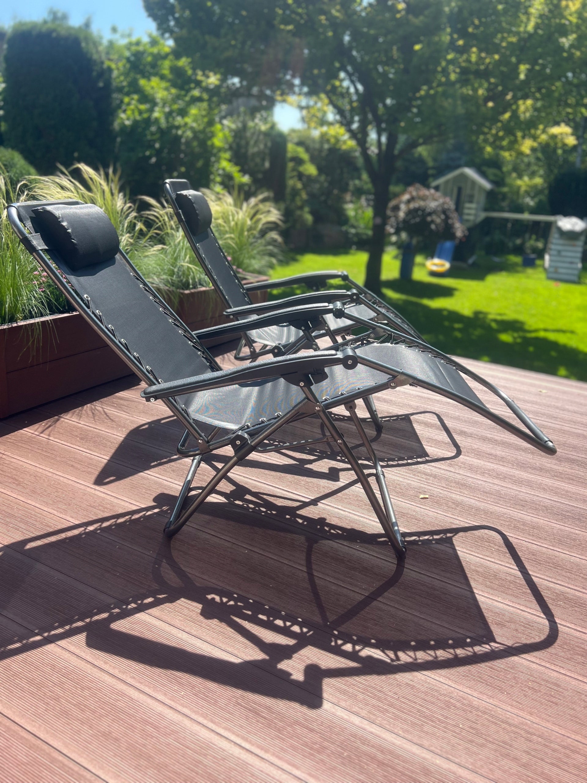 SUN LOUNGERS GARDEN FOLDING COMFORTABLE CHAIR FOLDING BLACK 2 PCS Length (longer side) 91 cm