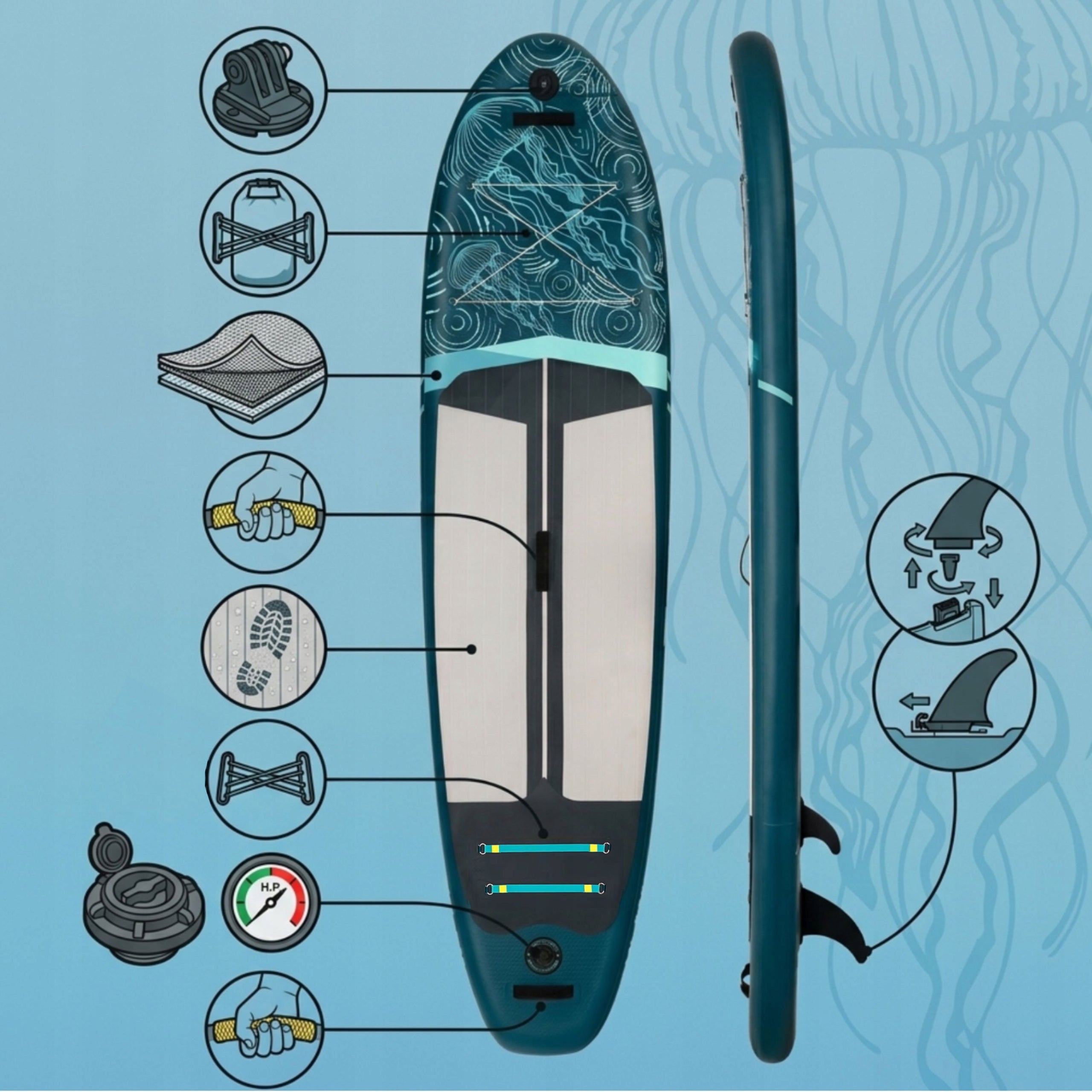 SUP BOARD EGGORY DOUBLE FOR STANDING SWIMMING WITH PADDLE - WIDE 86cm Gender not applicable