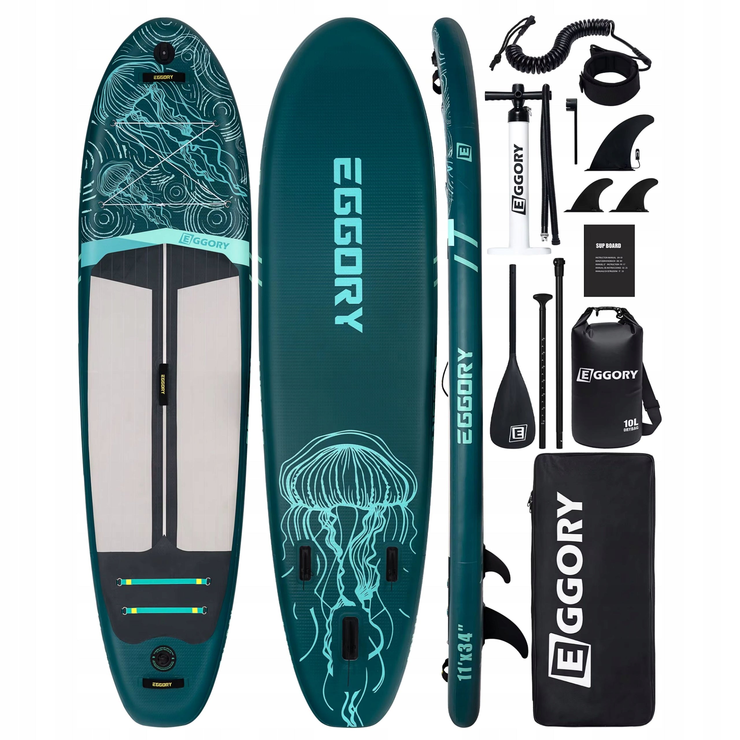 SUP BOARD EGGORY DOUBLE FOR STANDING SWIMMING WITH PADDLE - WIDE 86cm Manufacturer code Deska sup do pływania na stojąco z wiosłem
