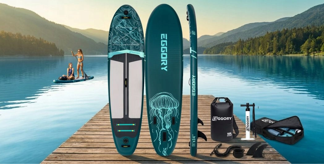 SUP BOARD EGGORY DOUBLE FOR STANDING SWIMMING WITH PADDLE - WIDE 86cm Packaging status original
