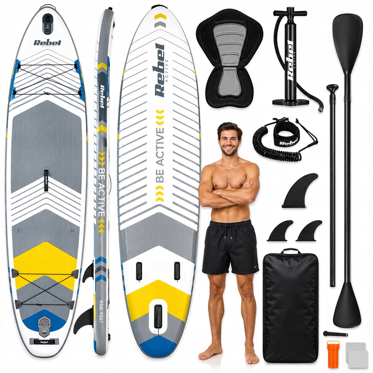SUP BOARD FOR SWIMMING WITH SEAT 335 CM SET PUMP HANDLES ACCESSORIES