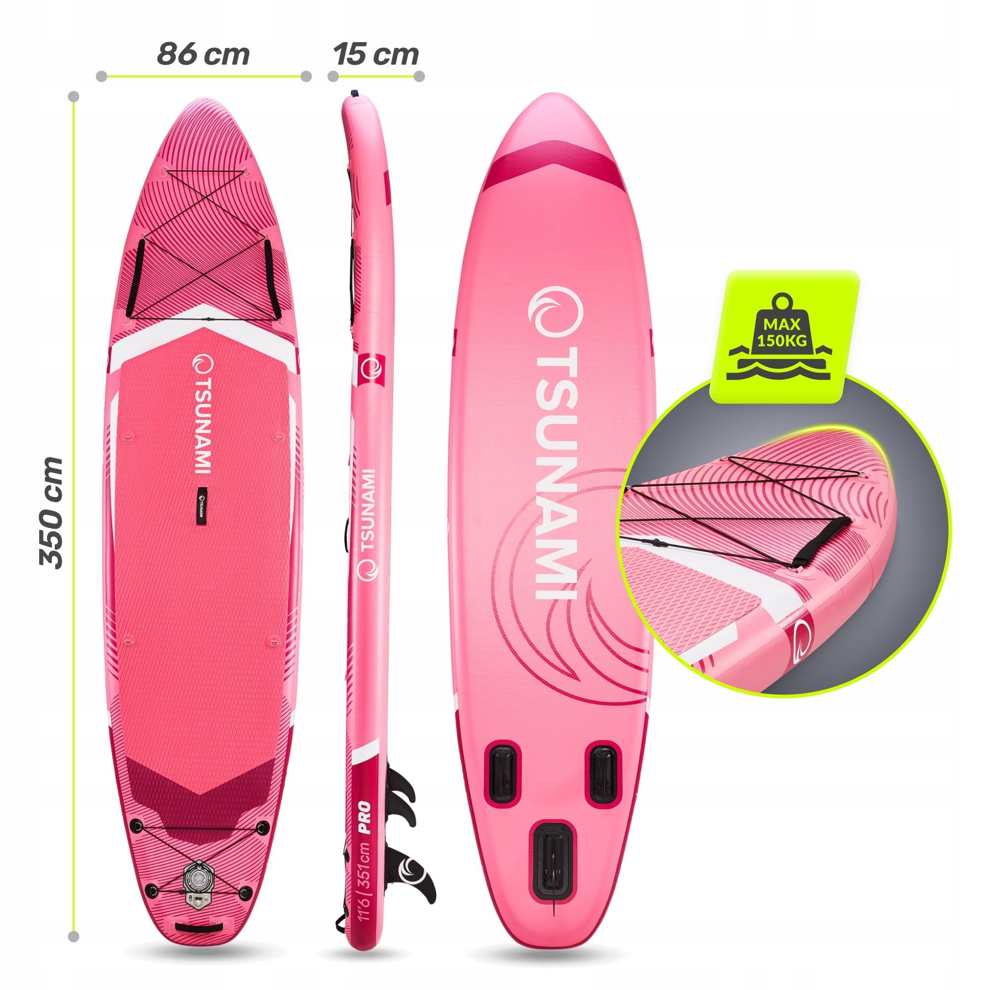 SUP BOARD INFLATABLE FOR SWIMMING PUMPED ACCESSORIES BACKPACK TSUNAMI 350cm T10 Brand Tsunami