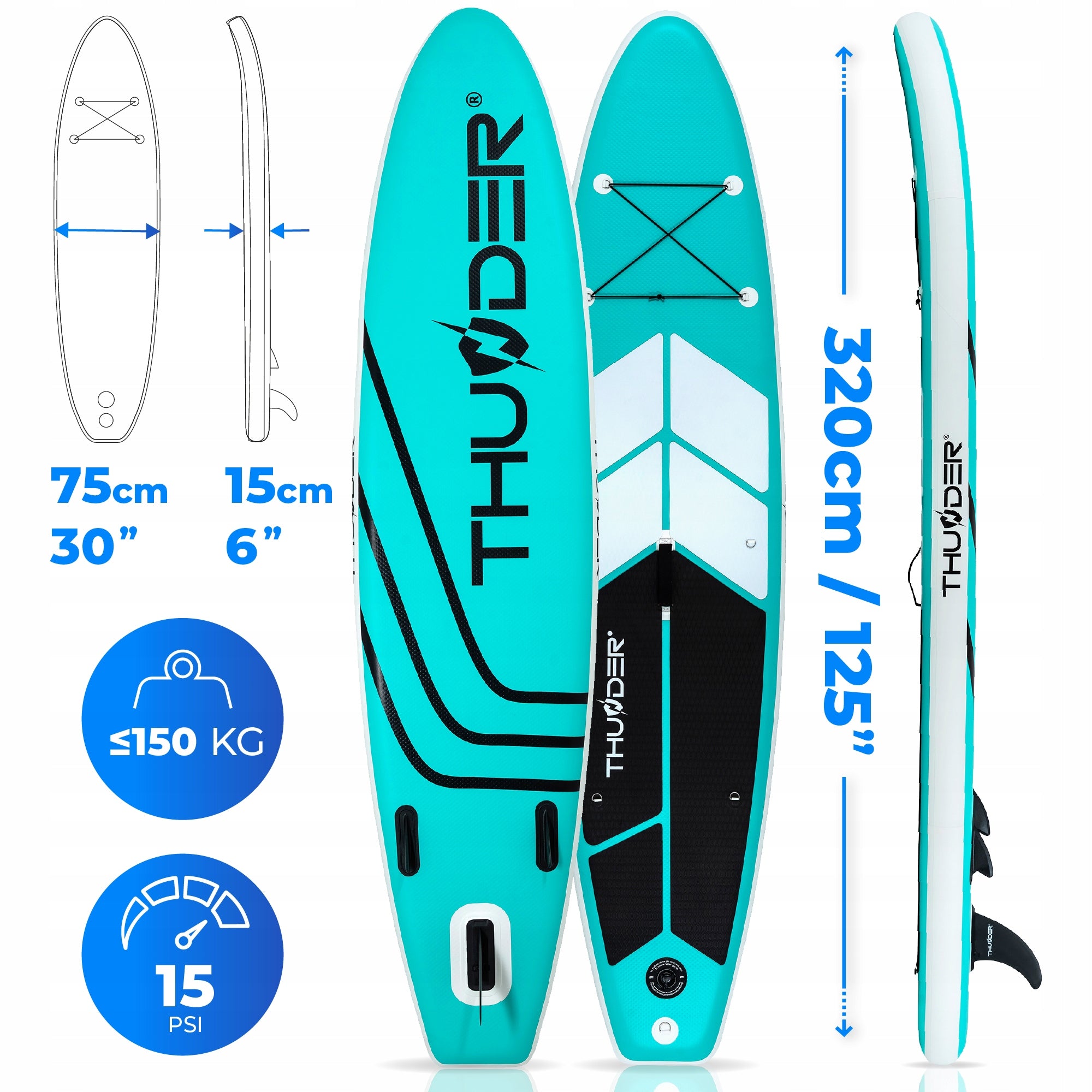 SUP Board 320CM Inflatable Paddle BoardInflated Paddle Set Thunder Manufacturer code COAST-MINT-330