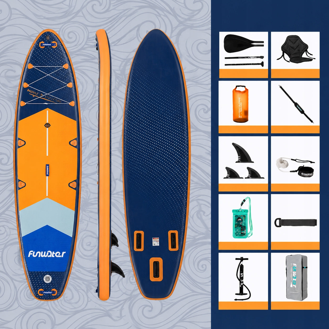 SUP Board for Swimming PUMPED STAND UP PADDLE with Seat 350cm 200kg Brand FunWater