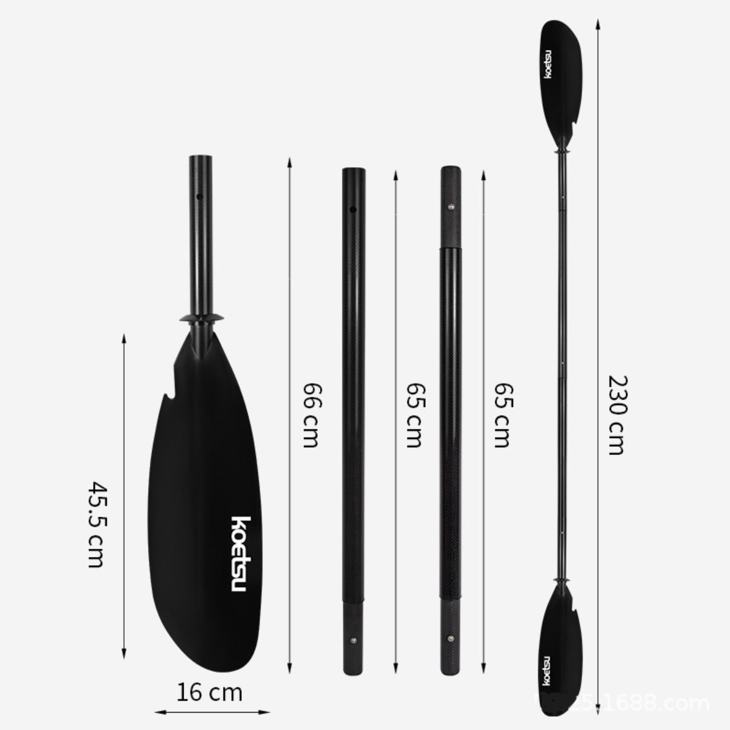 SUP Folding Kayak Paddle 230cm 4-Piece Adjustable 2 Feathers Model 230 cm