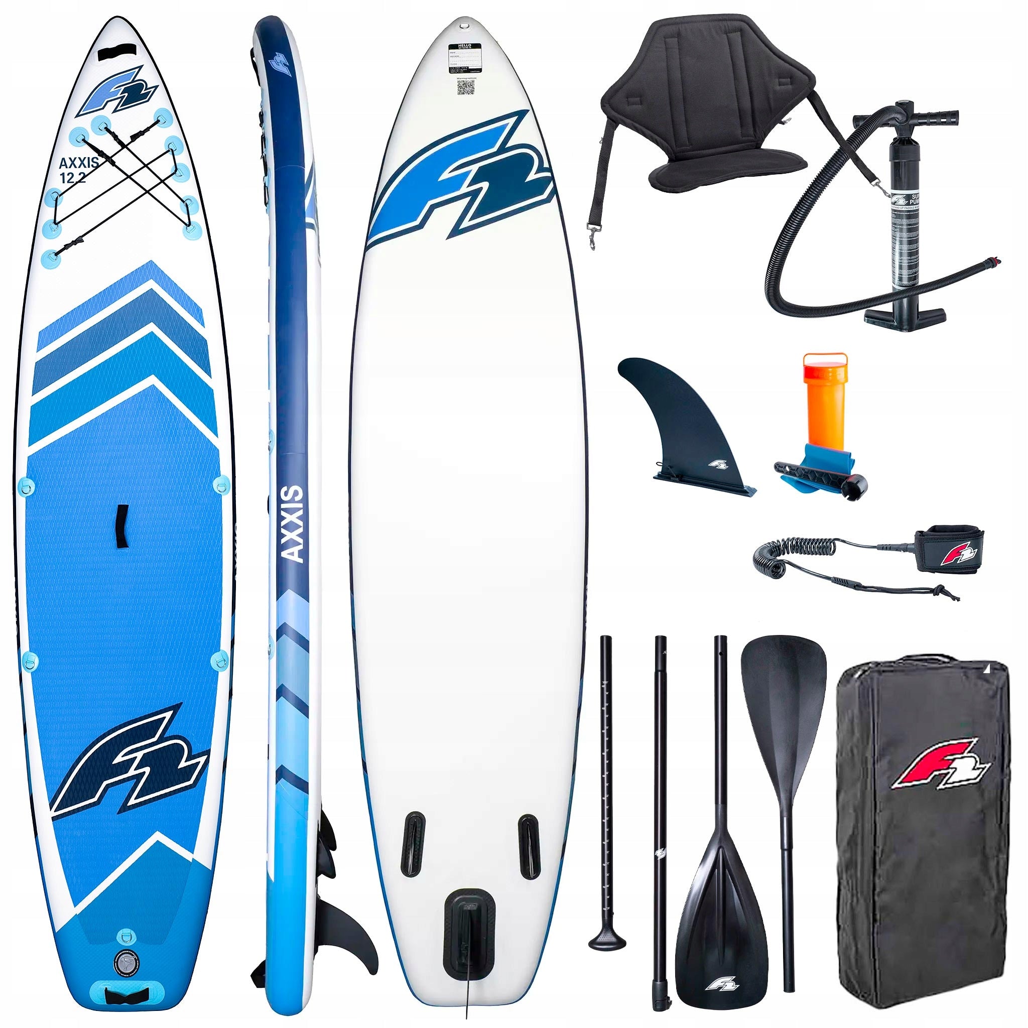 SUP Pumped Board F2 Axxis 12'2" Light Blue Combo Paddle 2in1 Seat