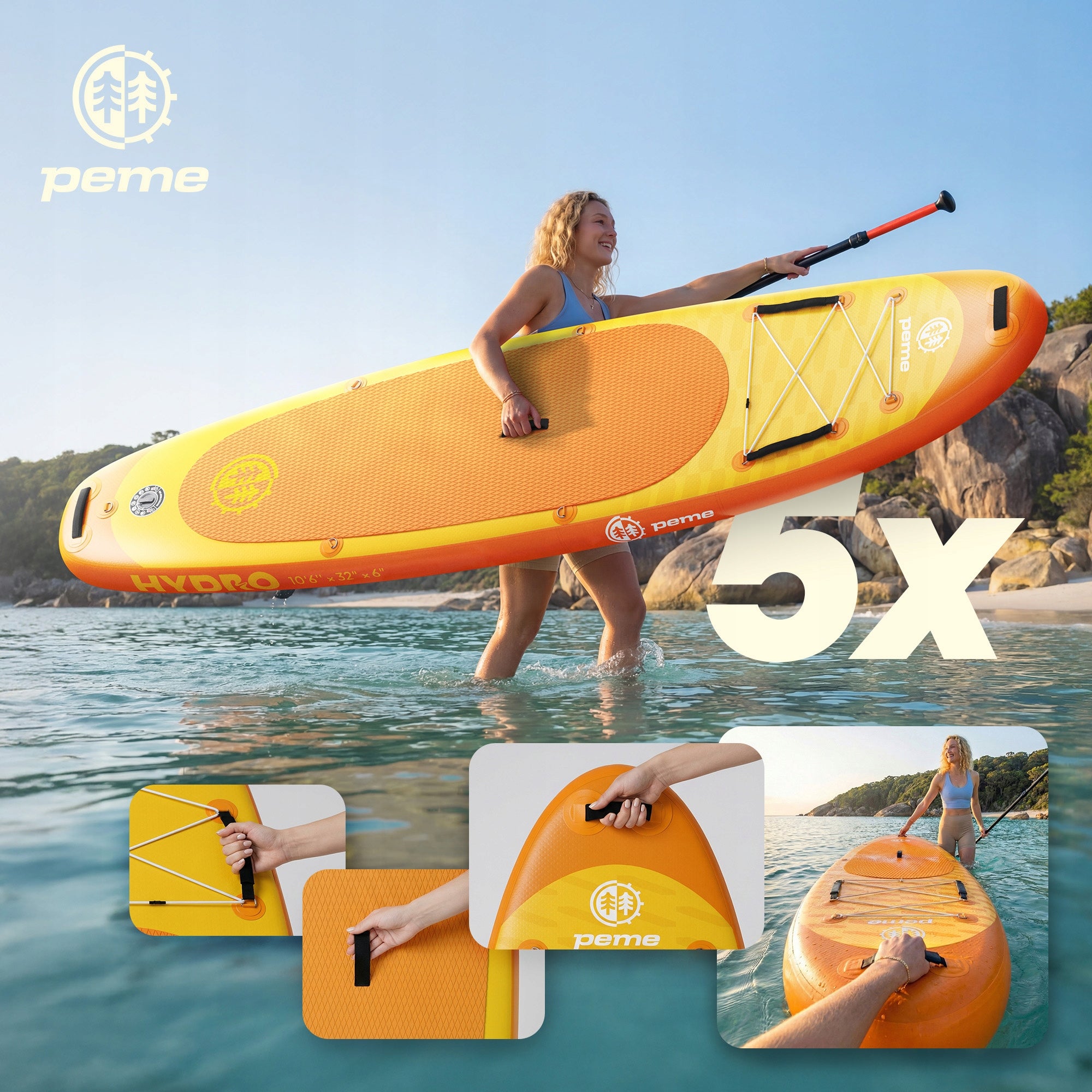 SUP Pumped Board For Swimming Inflatable 320 SET PADDLE Hydro Peme Brand Peme