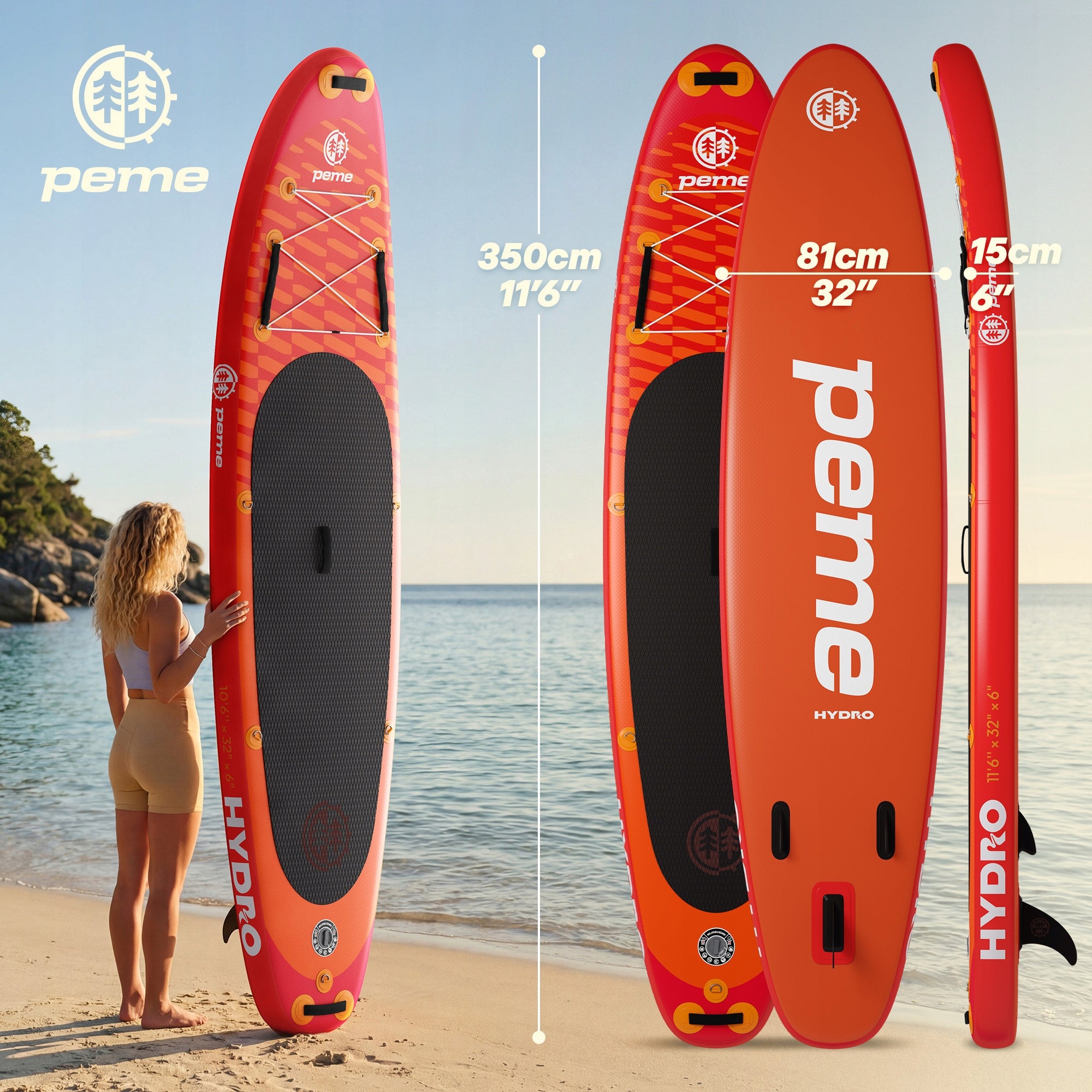 SUP Pumped Board For Swimming Inflatable 350 SET PADDLE Hydro Peme Packaging status original