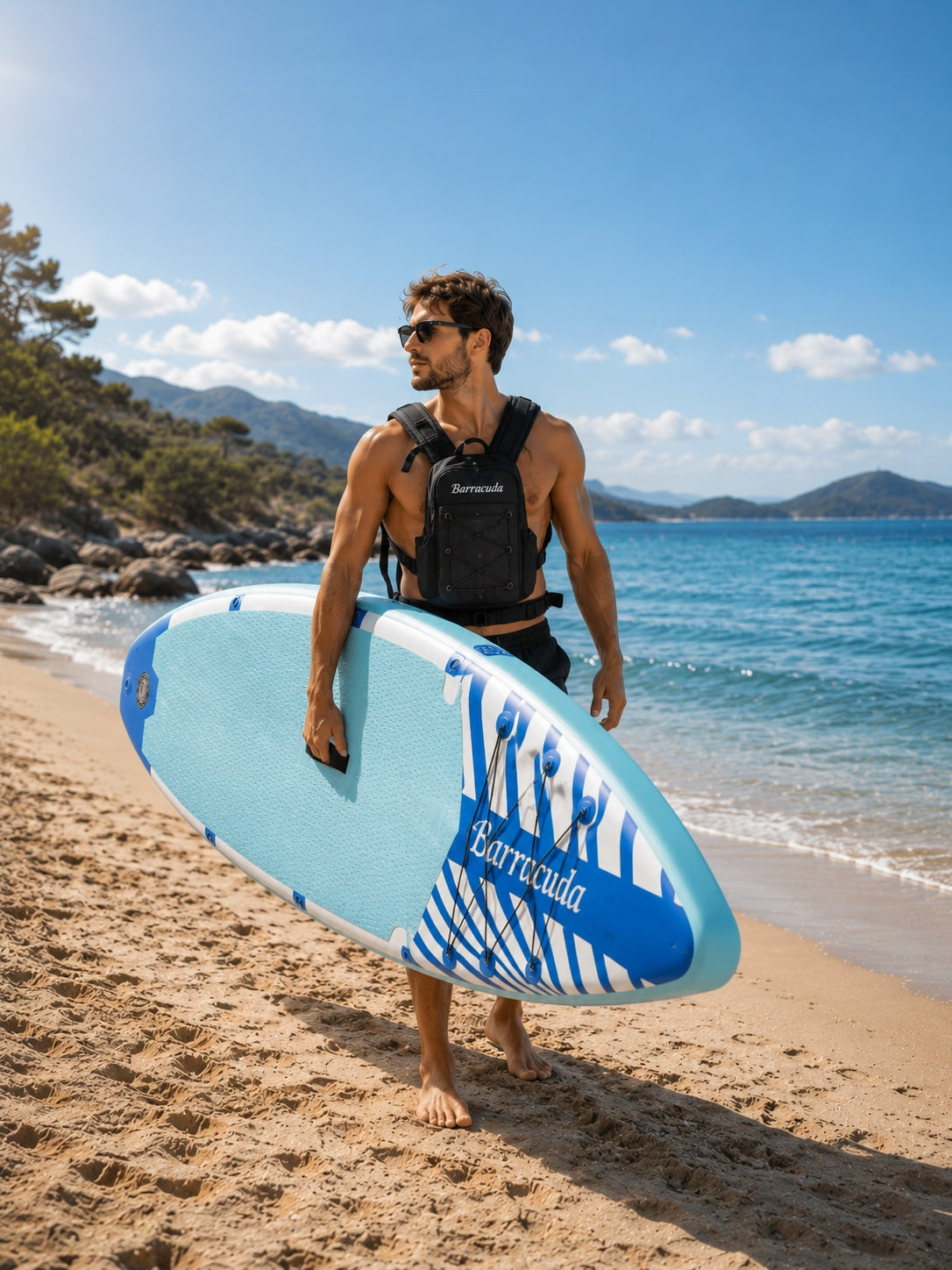 SUP Pumped board Barracuda 350cm 11'6'' set backpack pump paddle Brand AbarQs