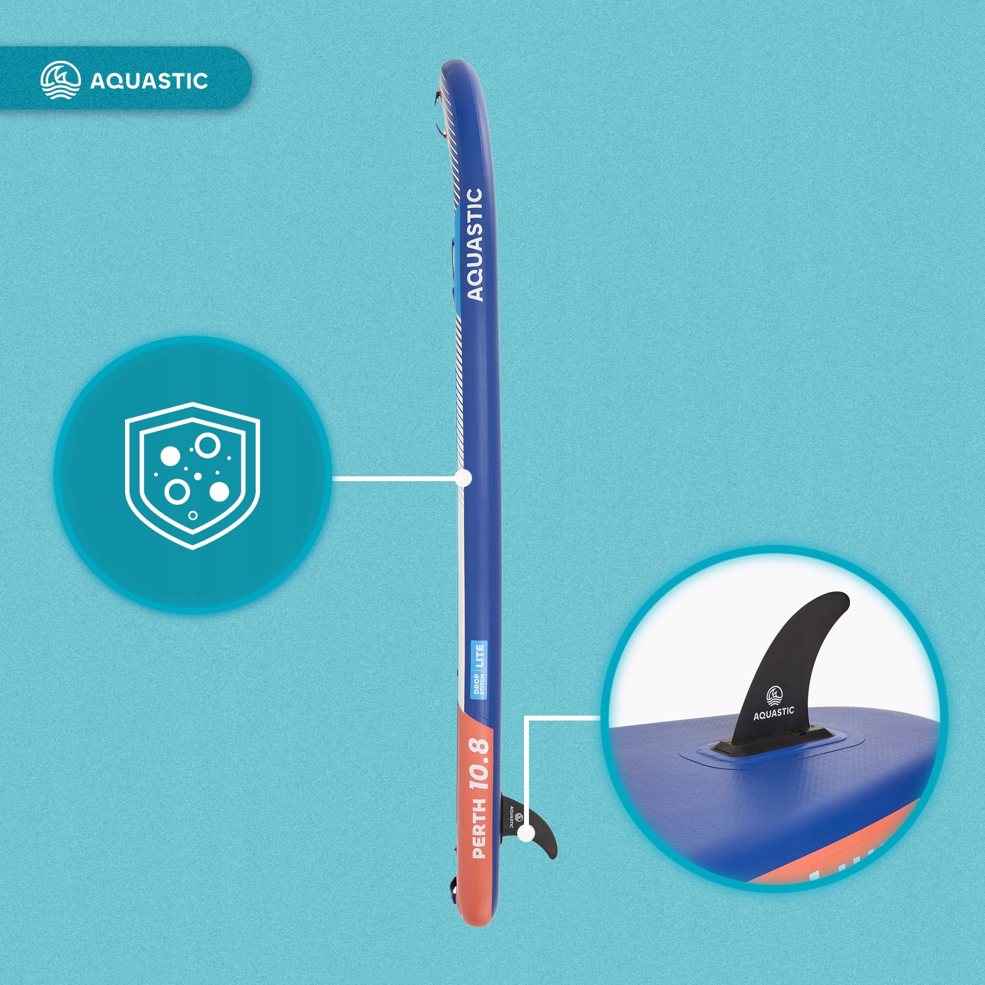 SUP board AQUASTIC Perth 10'8" allround blue 325 cm DROP STITCH LITE Length 325 cm