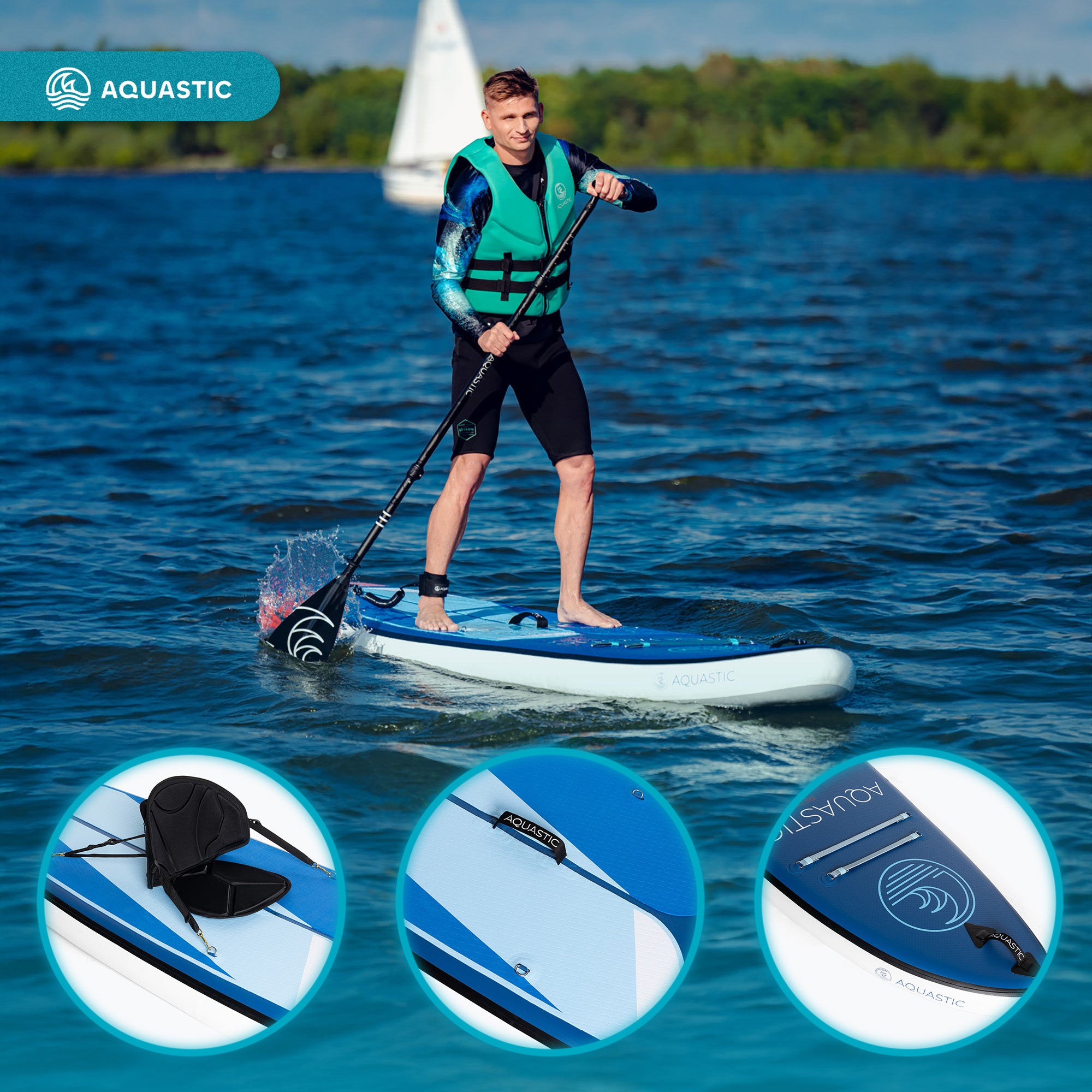 SUP board AQUASTIC Perth Pro 11' allround blue 335 cm NON-SLIP Brand Aquastic