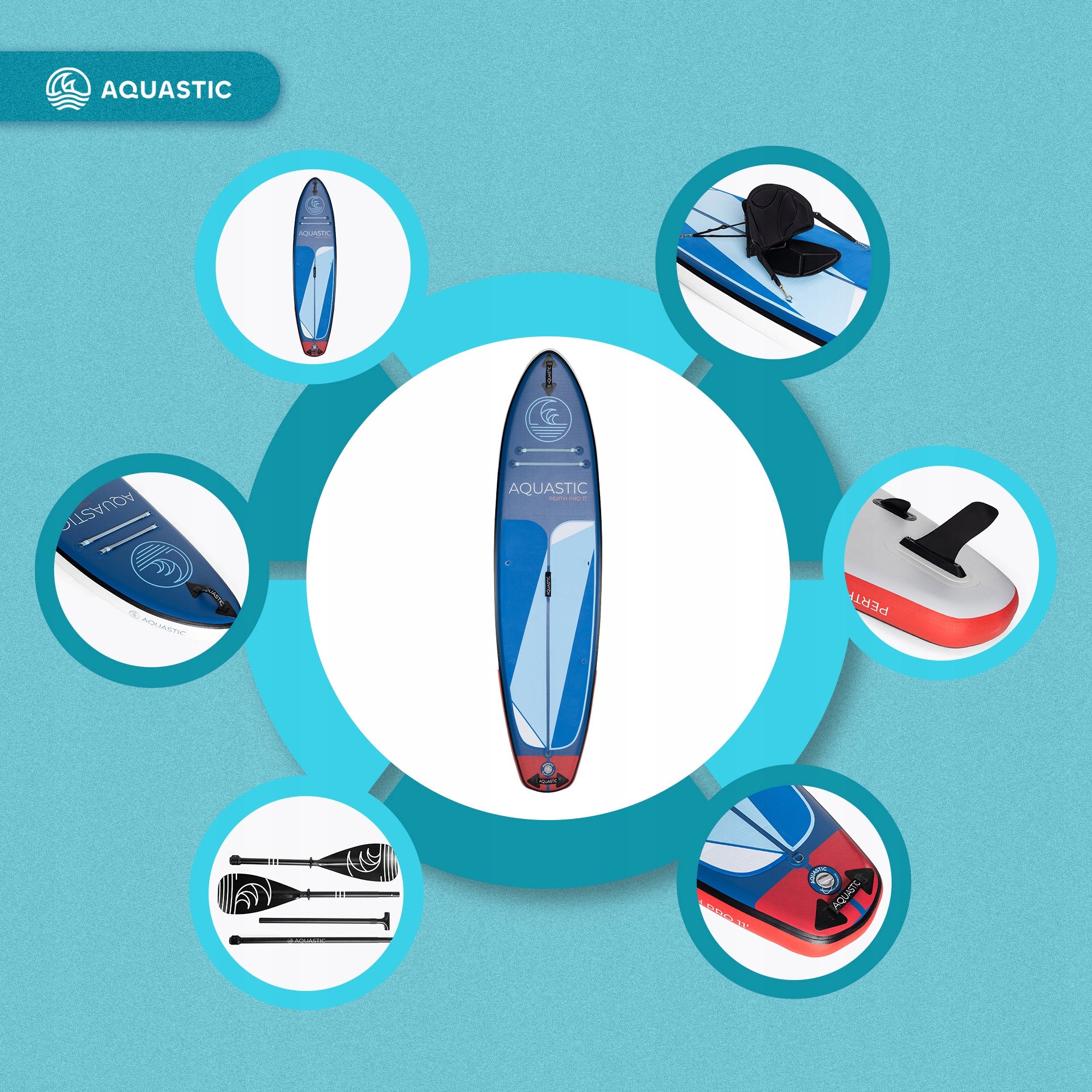 SUP board AQUASTIC Perth Pro 11' allround blue 335 cm NON-SLIP Gender unisex product