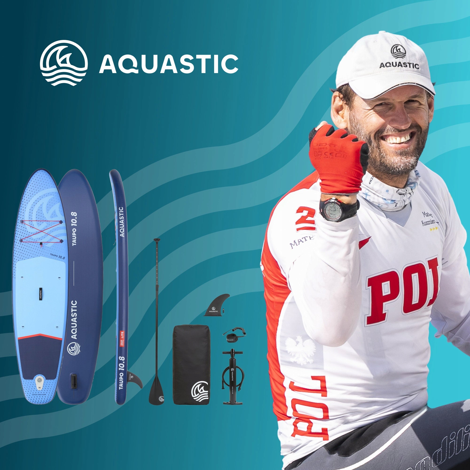SUP board AQUASTIC Taupo 10'8" allround 325cm SWIMMING PUMPED SET Packaging status original