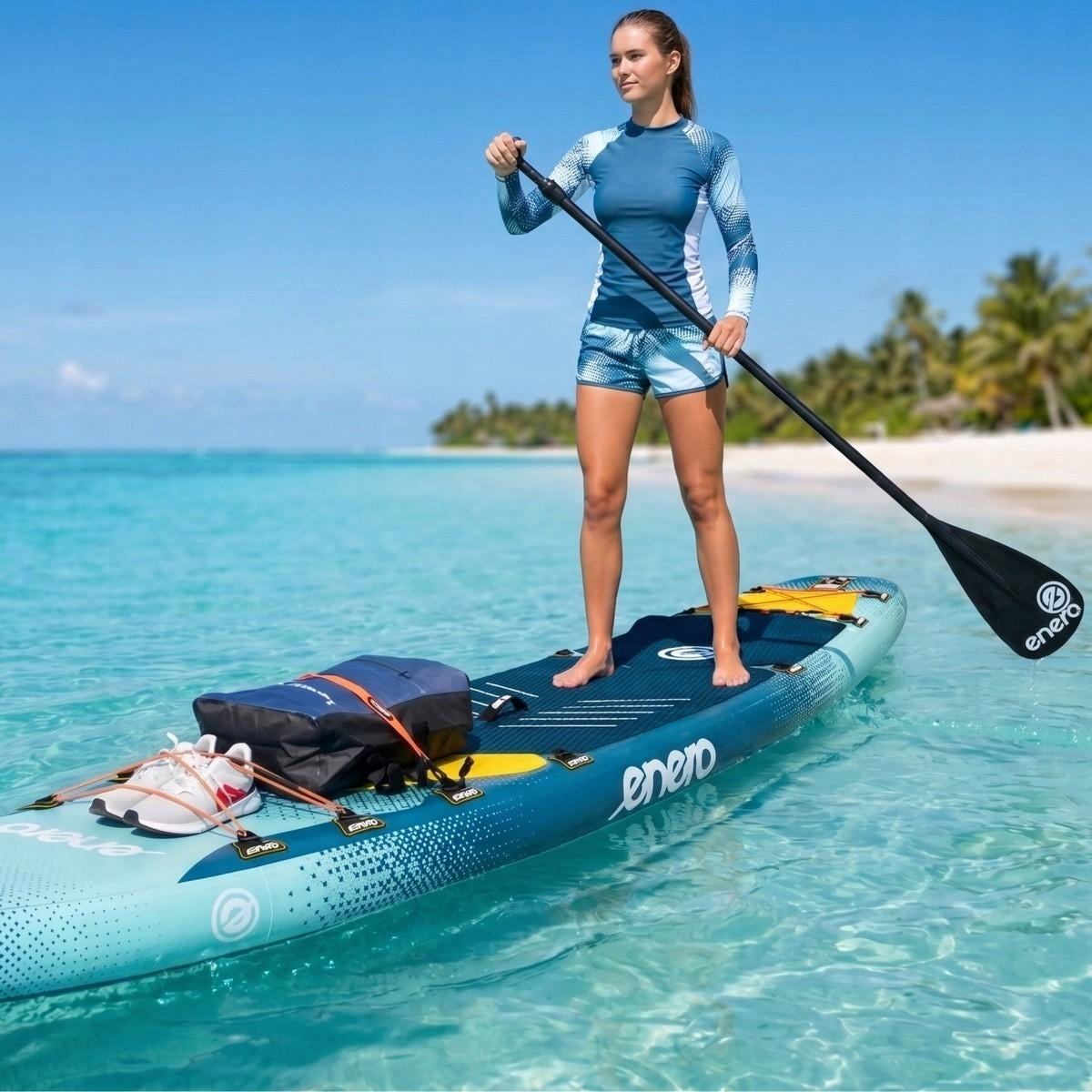 SUP board ENERO for swimming Pumped STAND UP PADDLE Set Large 384x81cm Brand Enero