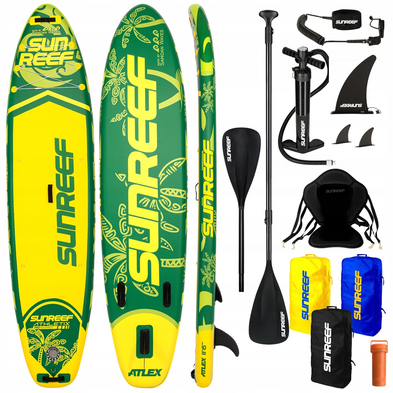 SUP board SUNREEF GREEN 350cm seat paddle pagaj pump