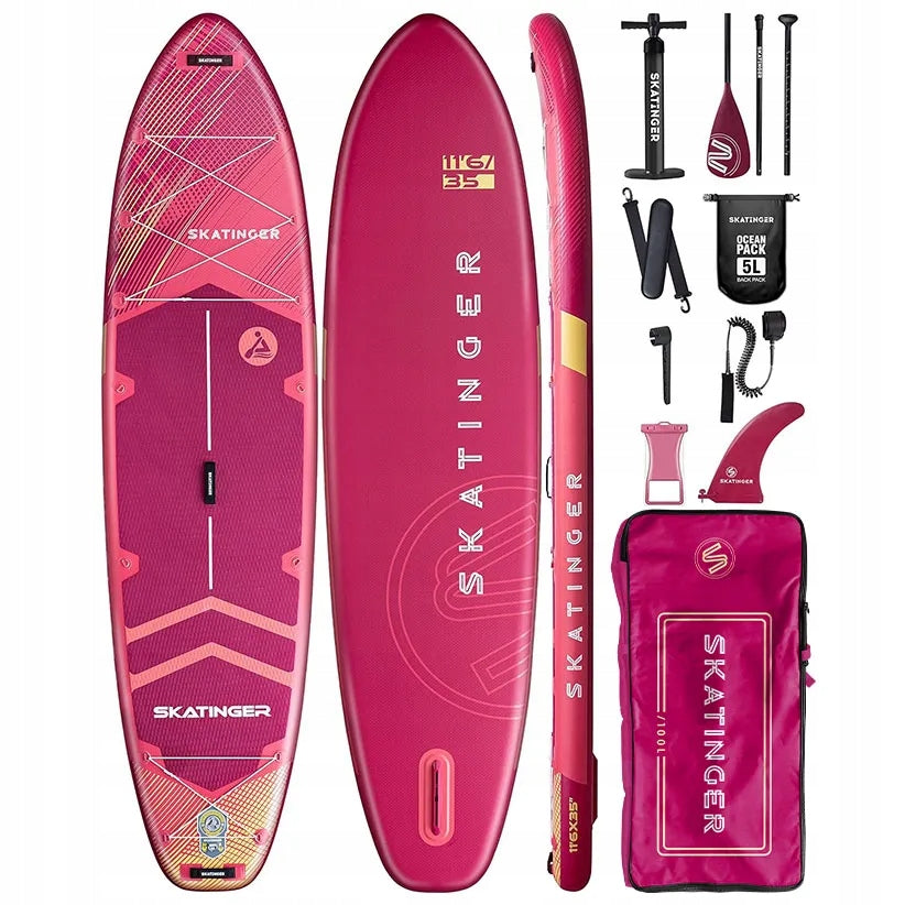 SUP board Skatinger Prana Meteor Pink 350x89x15 cm 11'6'' Yoga pumped with