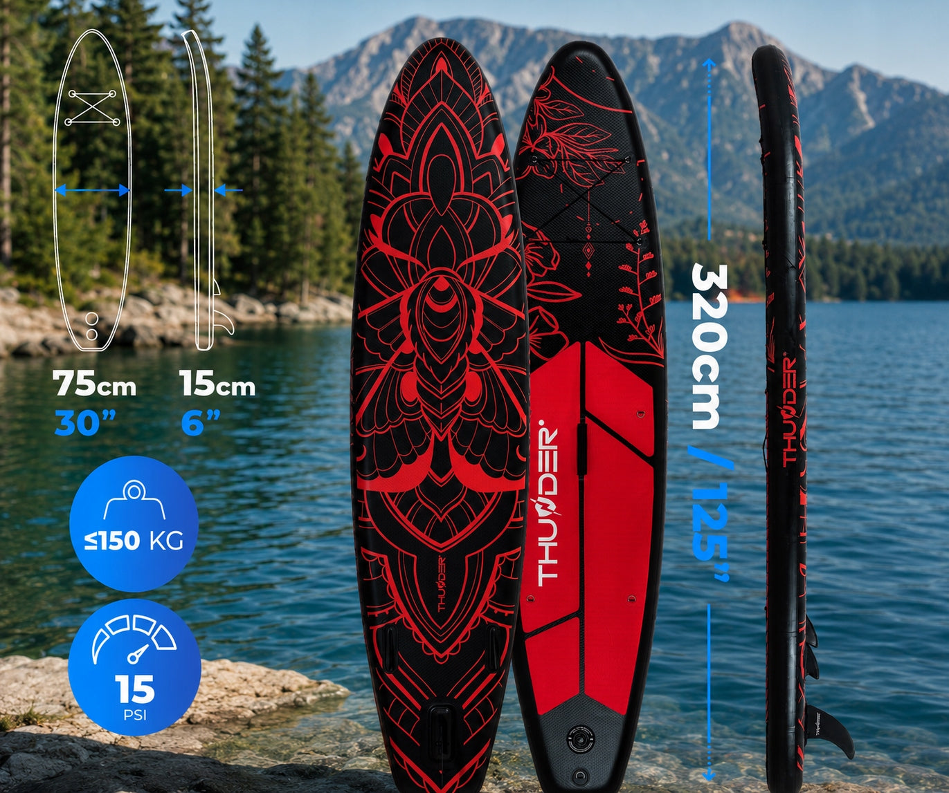 SUP board for swimming 320CM with seat inflatable pumped paddle Thunder Manufacturer code MOTH