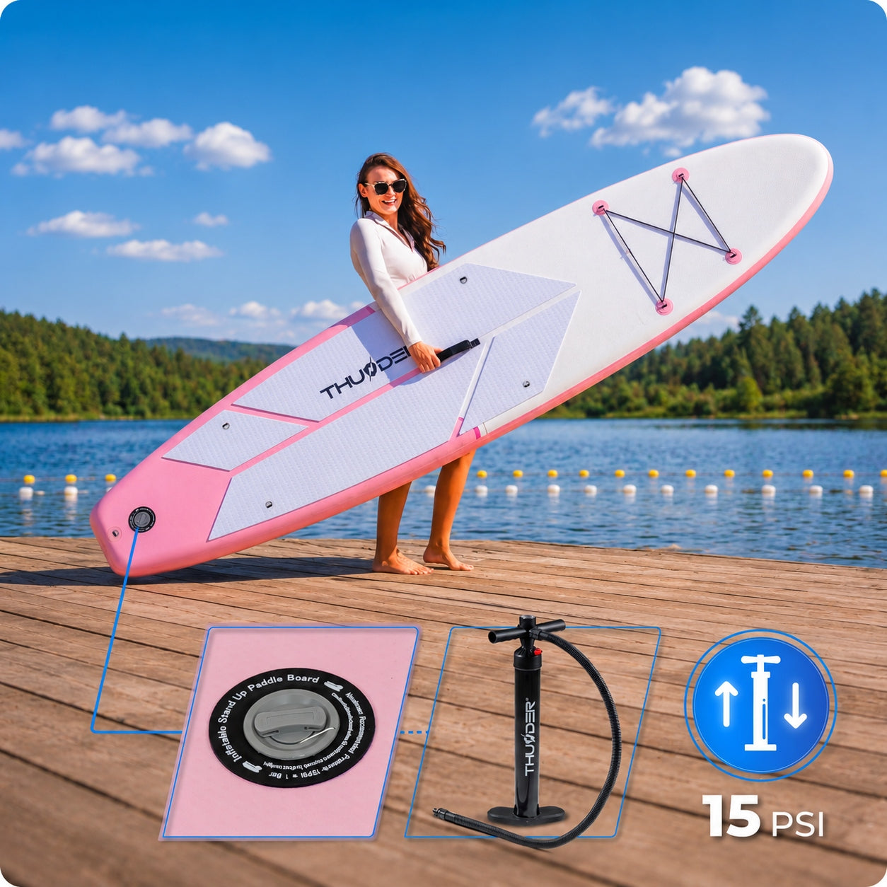 SUP board for swimming paddle board 350cm pumped set with paddle Thunder Brand Thunder