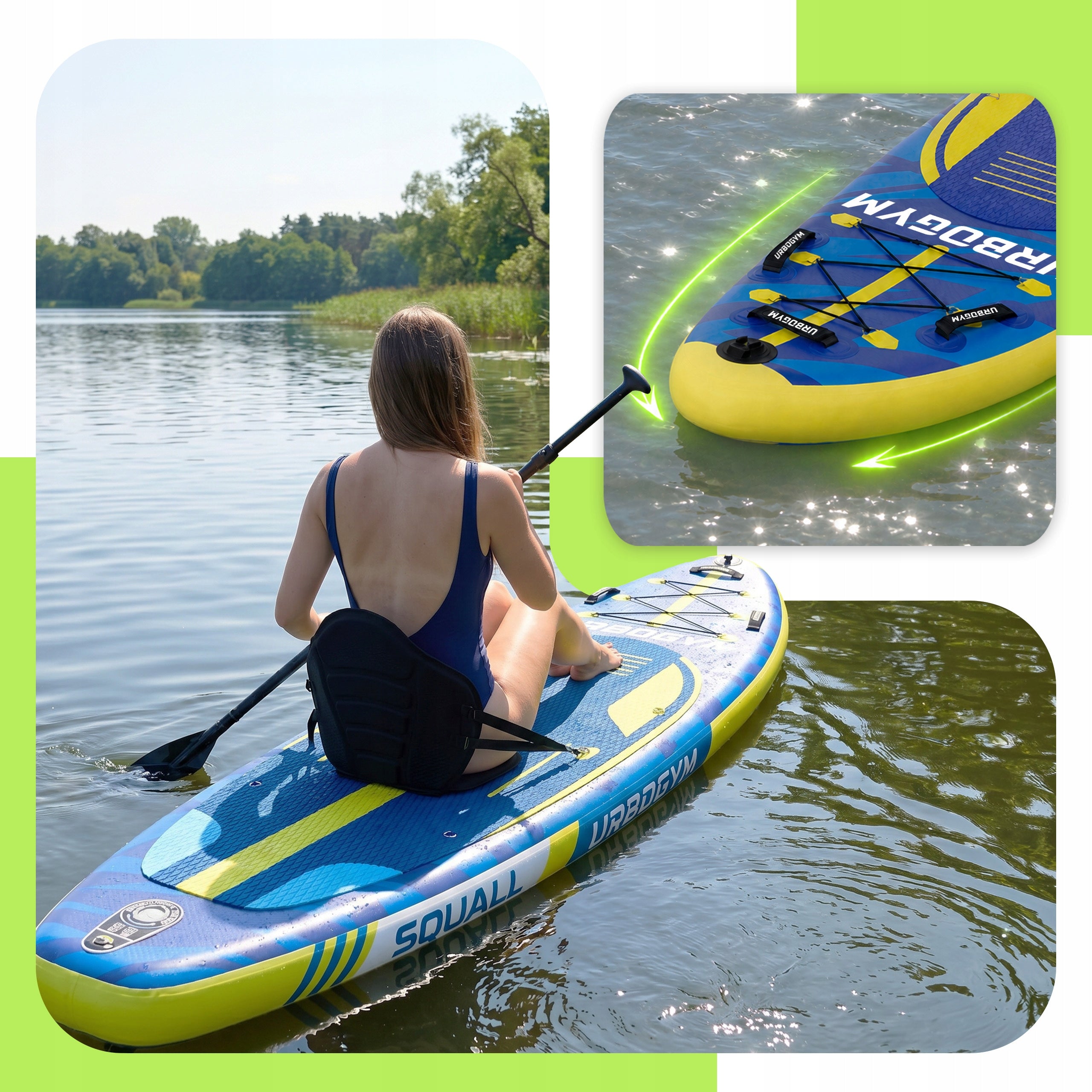 SUP board pumped for swimming paddle board 320cm seat URBOGYM Squall Packaging status original