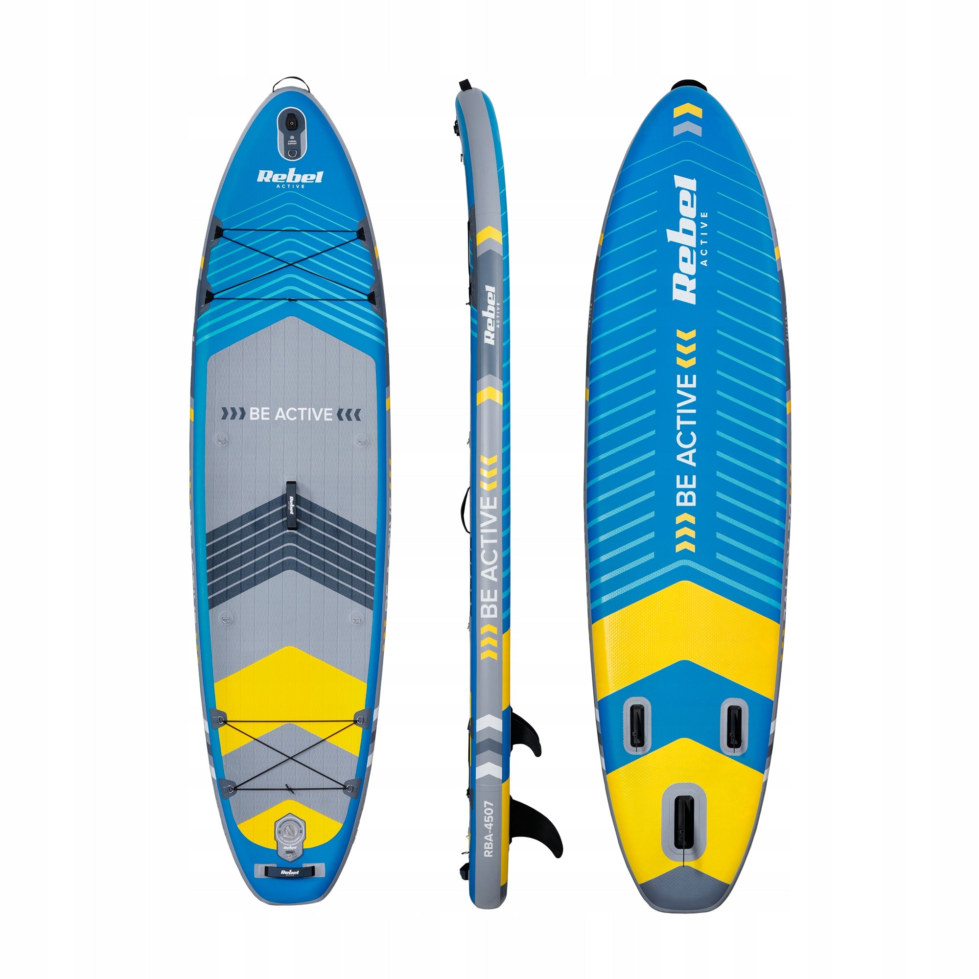 SUP board pumped with swimming seat 335 cm paddle set Rebel Packaging status original