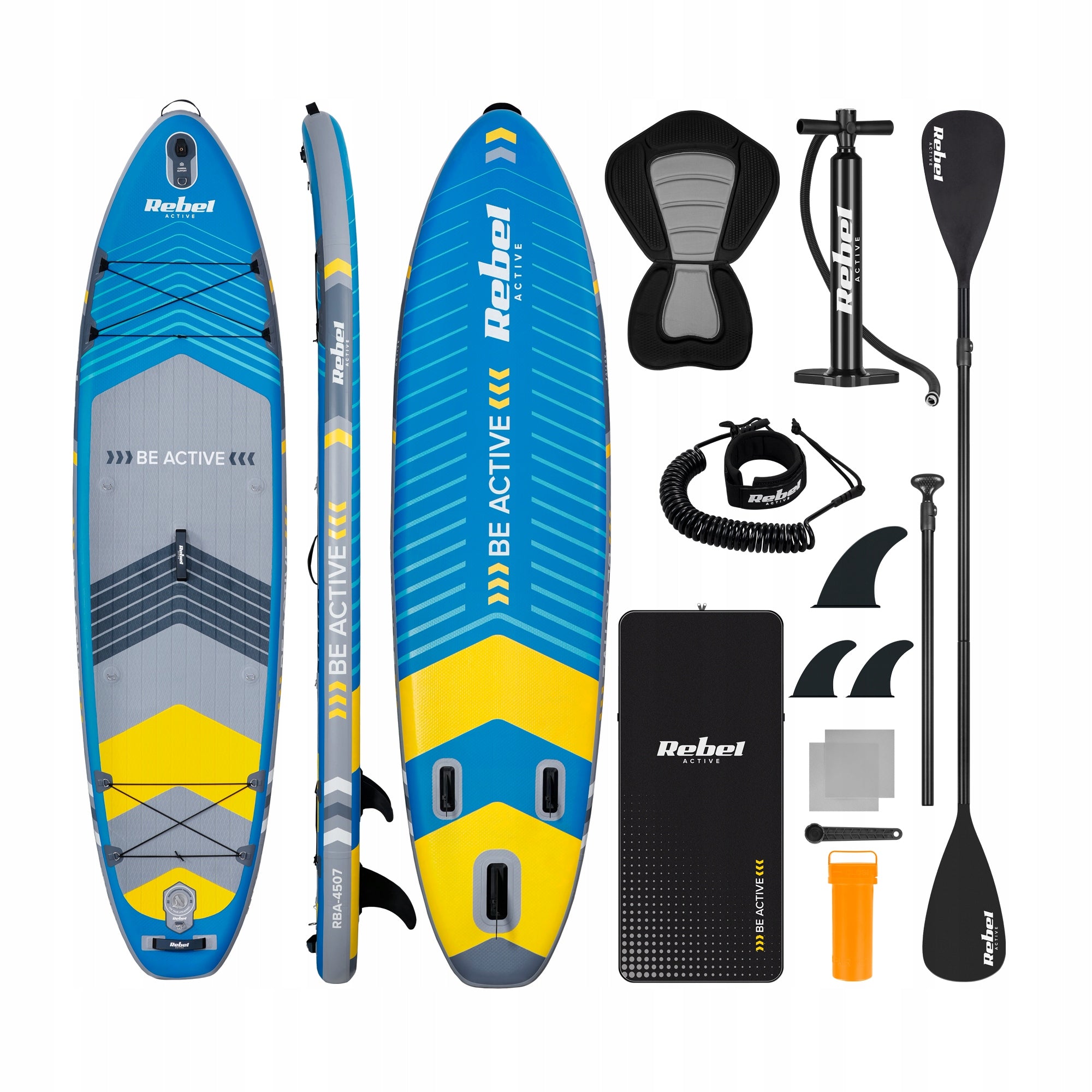 SUP board pumped with swimming seat 335 cm paddle set Rebel