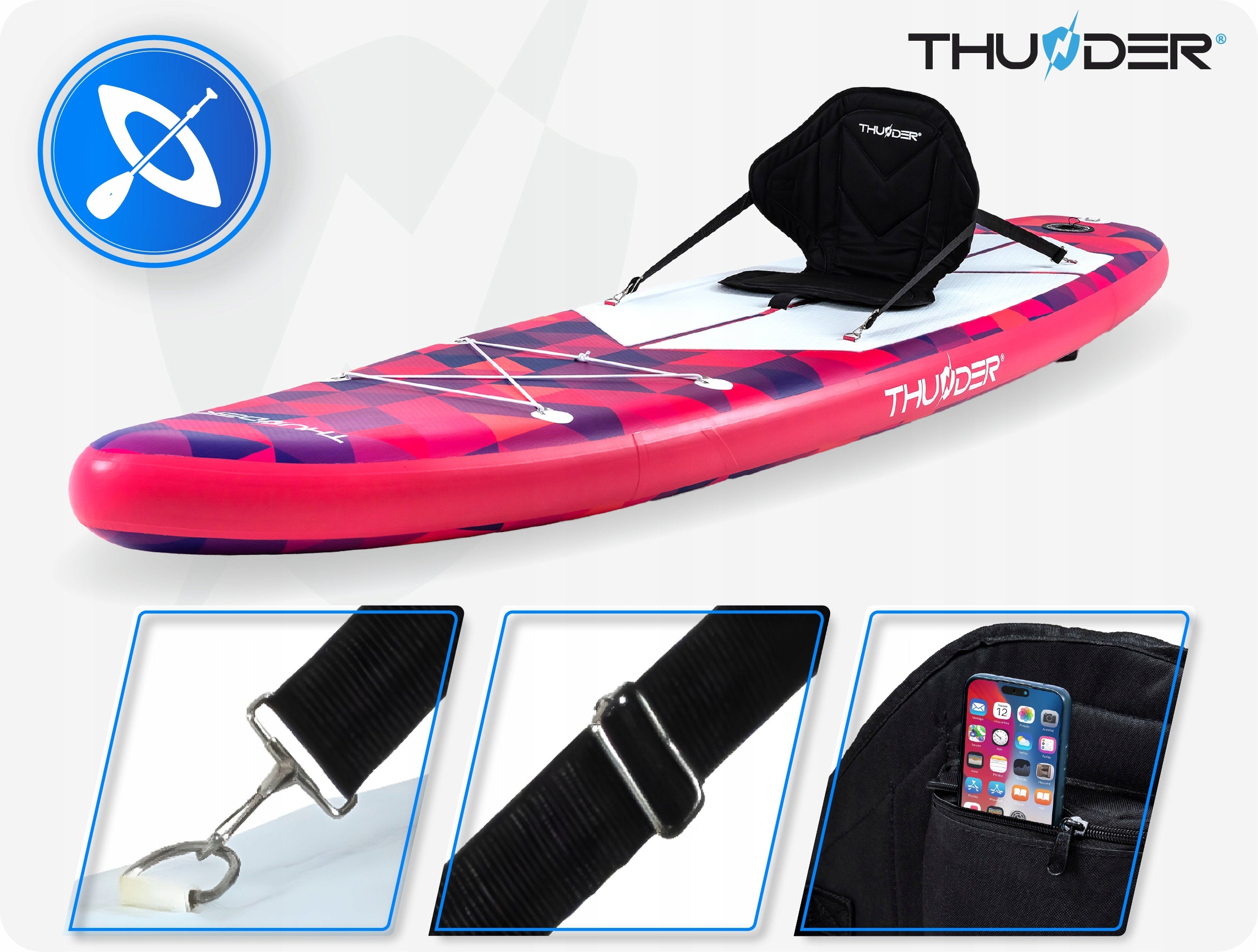 SUP swimming board 320 CM inflatable with seat THUNDER pumped board Brand Thunder