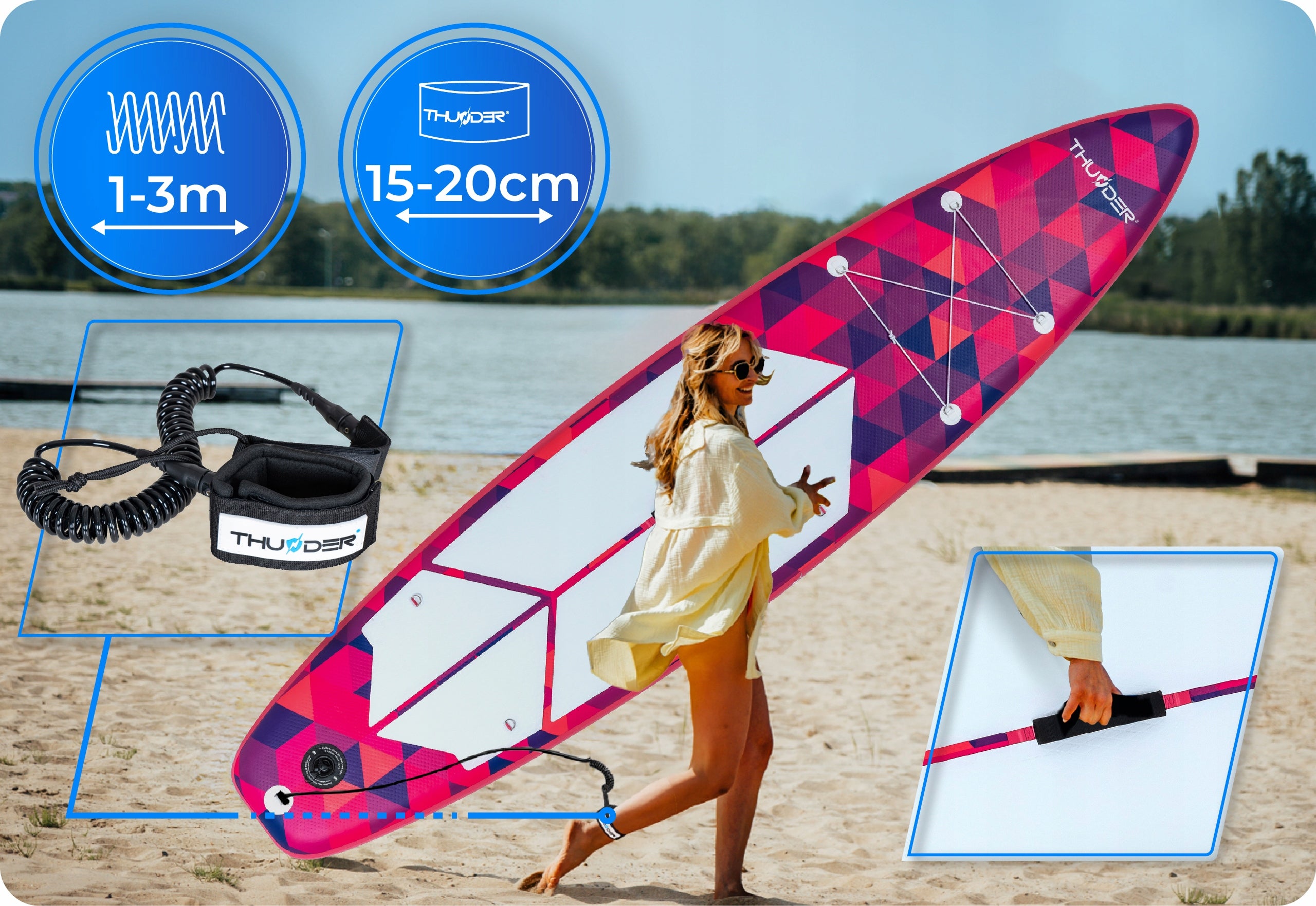 SUP swimming board 320 CM inflatable with seat THUNDER pumped board Model VOLCA