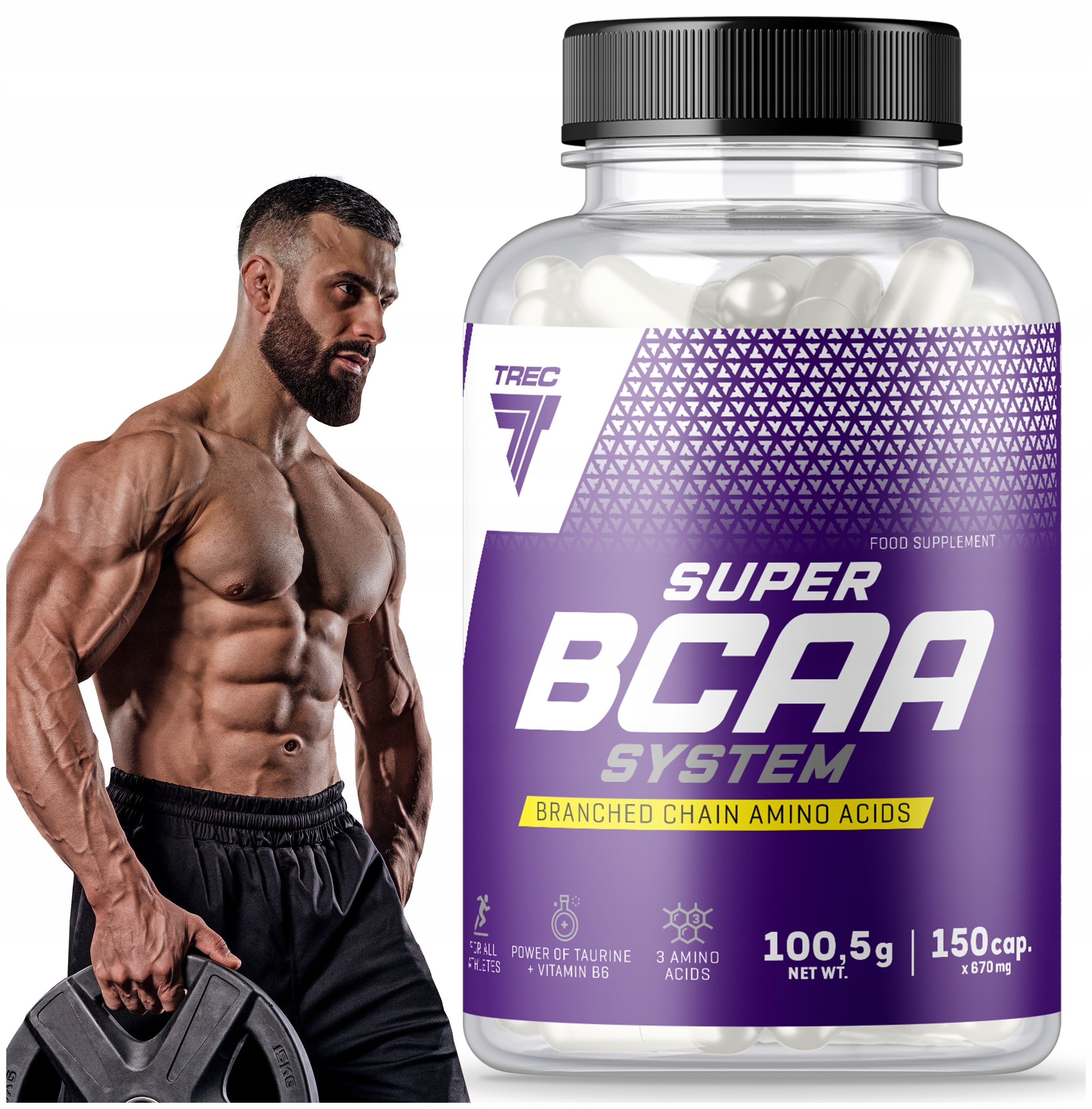 SUPER BCAA SYSTEM 150 caps. TREC ANABOLIC STRENGTH AMINO ACIDS IN CAPSULES