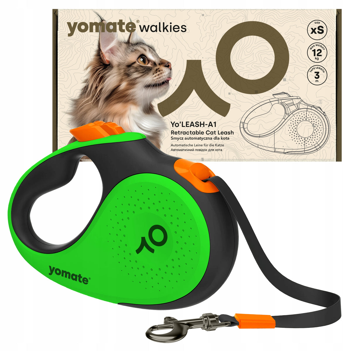 SUPER LIGHTWEIGHT AND ROLL-UP CAT LEASH / AUTOMATIC / ELEGANT / WITH LOCK