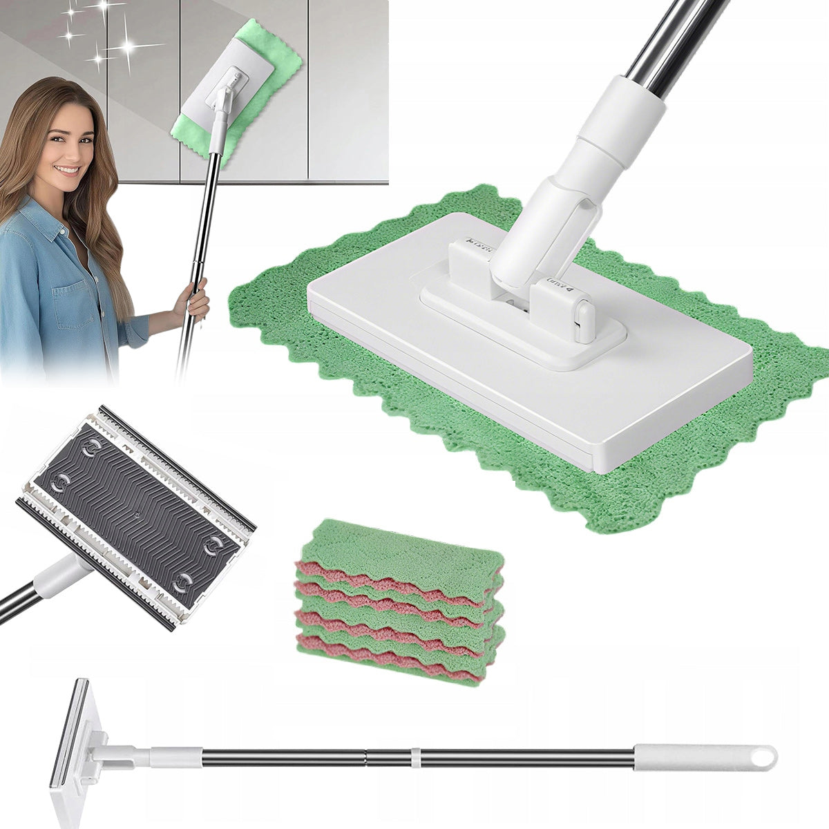 SUPER SET FLAT MOP WITH CAP 4 MICROFIBER CLOTHS