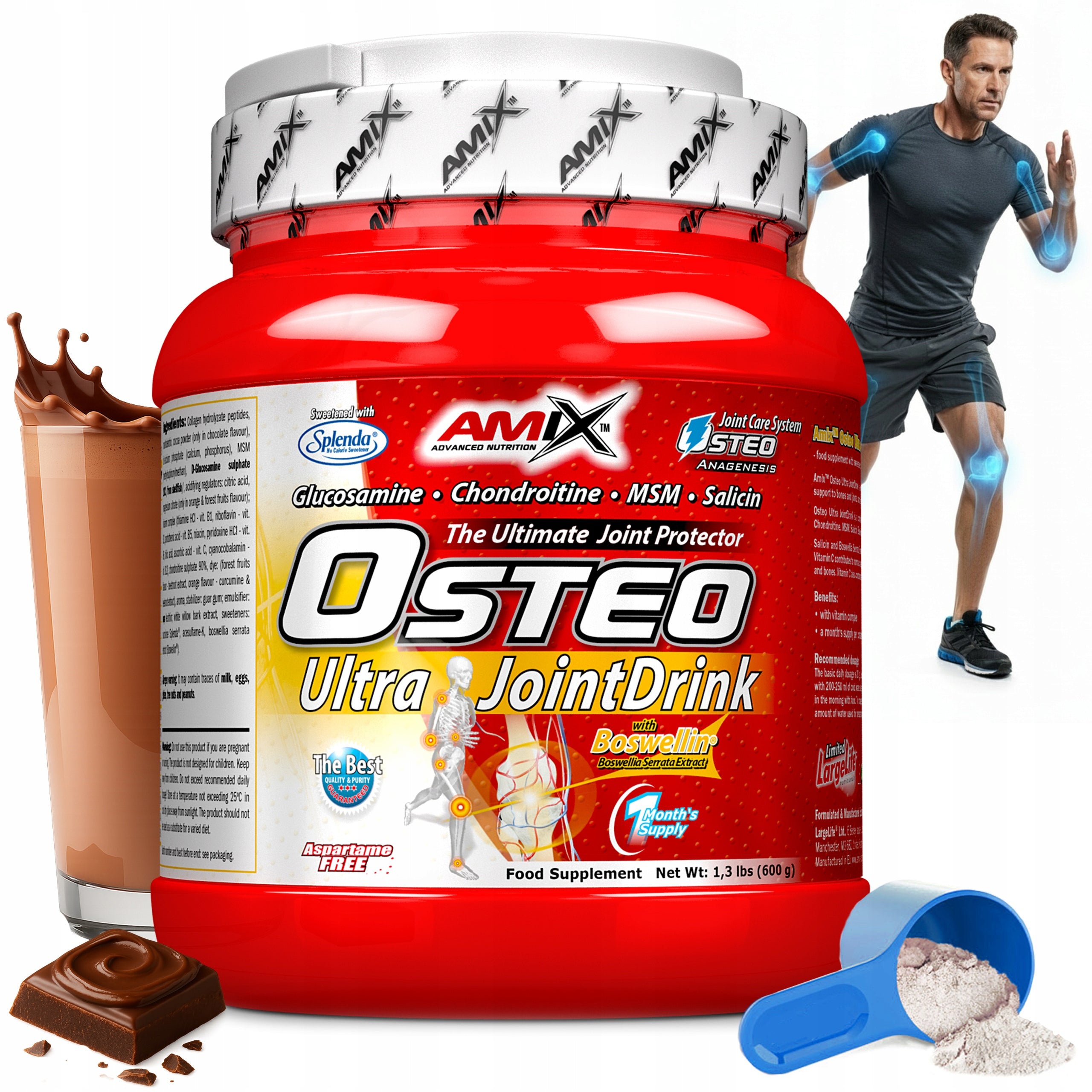SUPPLEMENT FOR JOINTS BONES - Strong formula + collagen powder, for drinking 600g