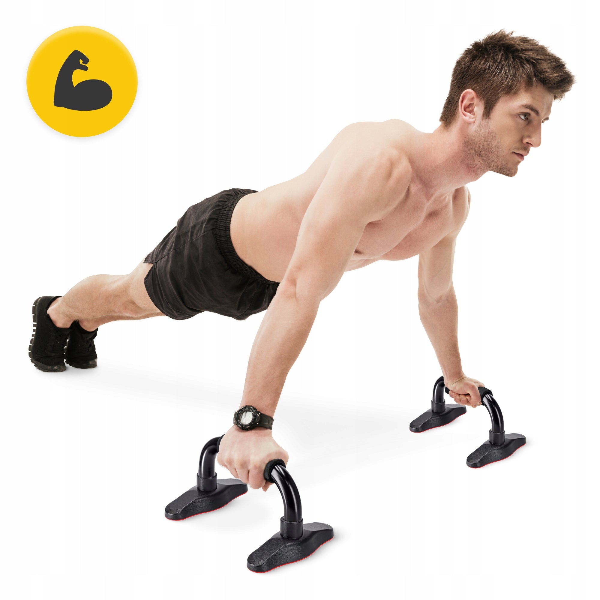 SUPPORTS PUSH-UP HANDLES TRAINING AT HOME AND GYM STEEL PARALLETS 2PCS. Height 15 cm