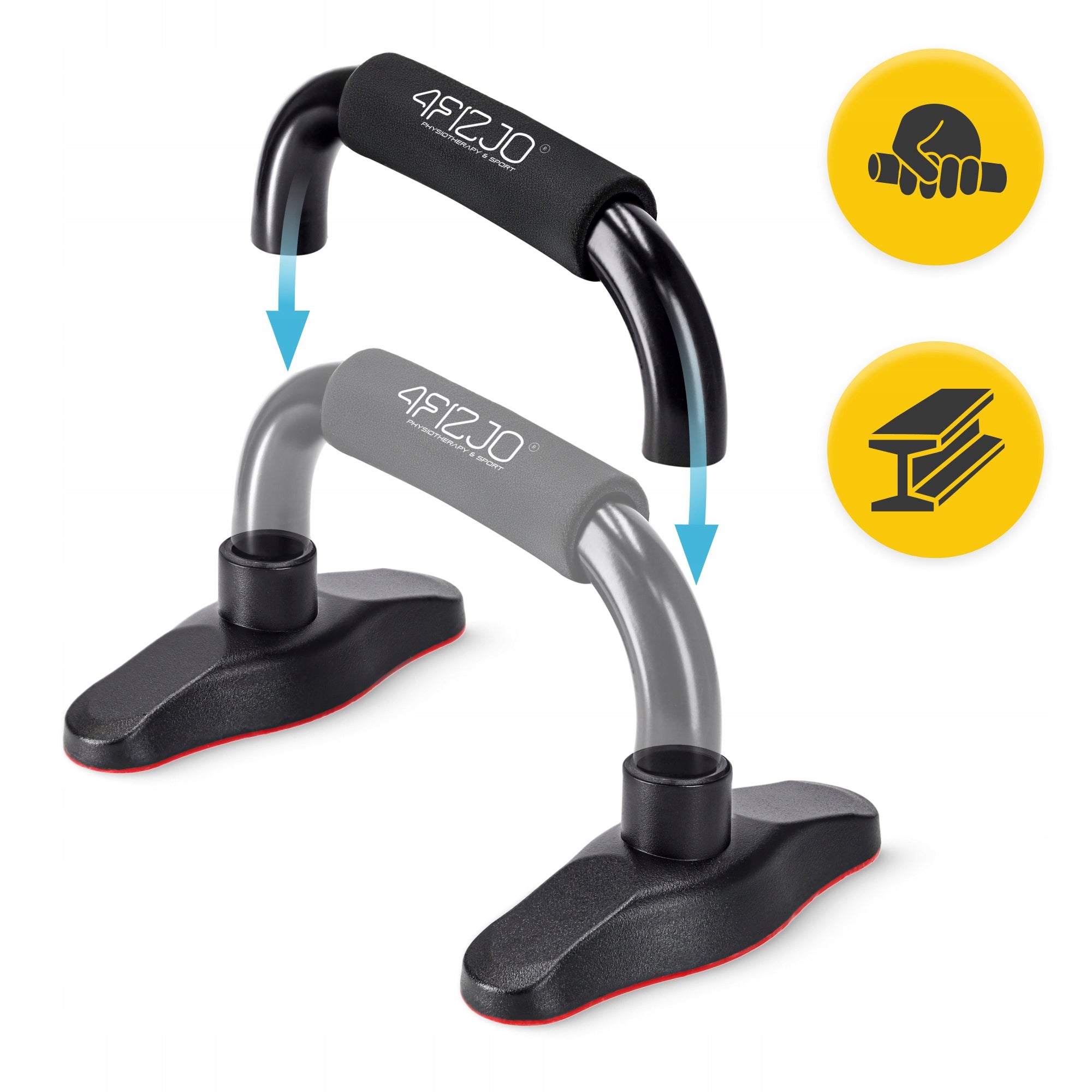 SUPPORTS PUSH-UP HANDLES TRAINING AT HOME AND GYM STEEL PARALLETS 2PCS. Manufacturer code Uchwyty do pompek Push Ups