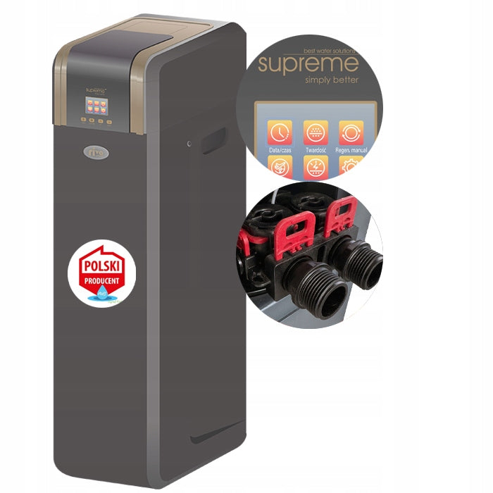 SUPREME RIVA 29L, WATER SOFTENER, UP-FLOW, BY-PASS, MENU PL, DIALECT 10 YEARS