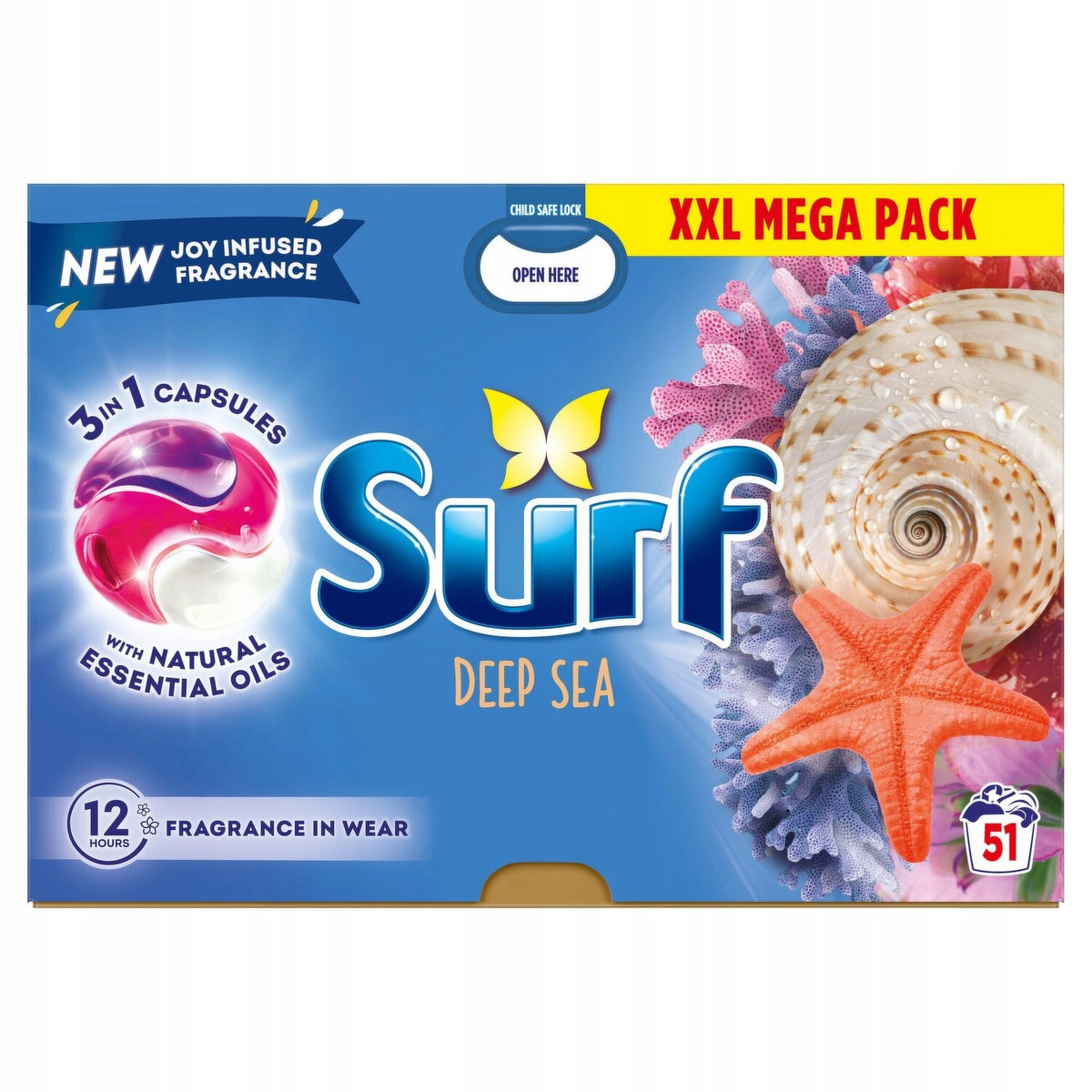 SURF 3in1 DEEP SEA PODS Washing Capsules, Essential Oils 51 Pieces