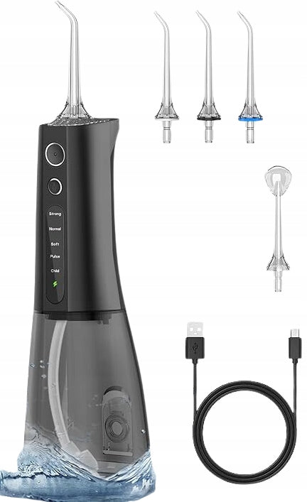 SURFOU IRRIGATOR BLACK PORTABLE WIRELESS FOR TRAVEL TIPS 300ml
