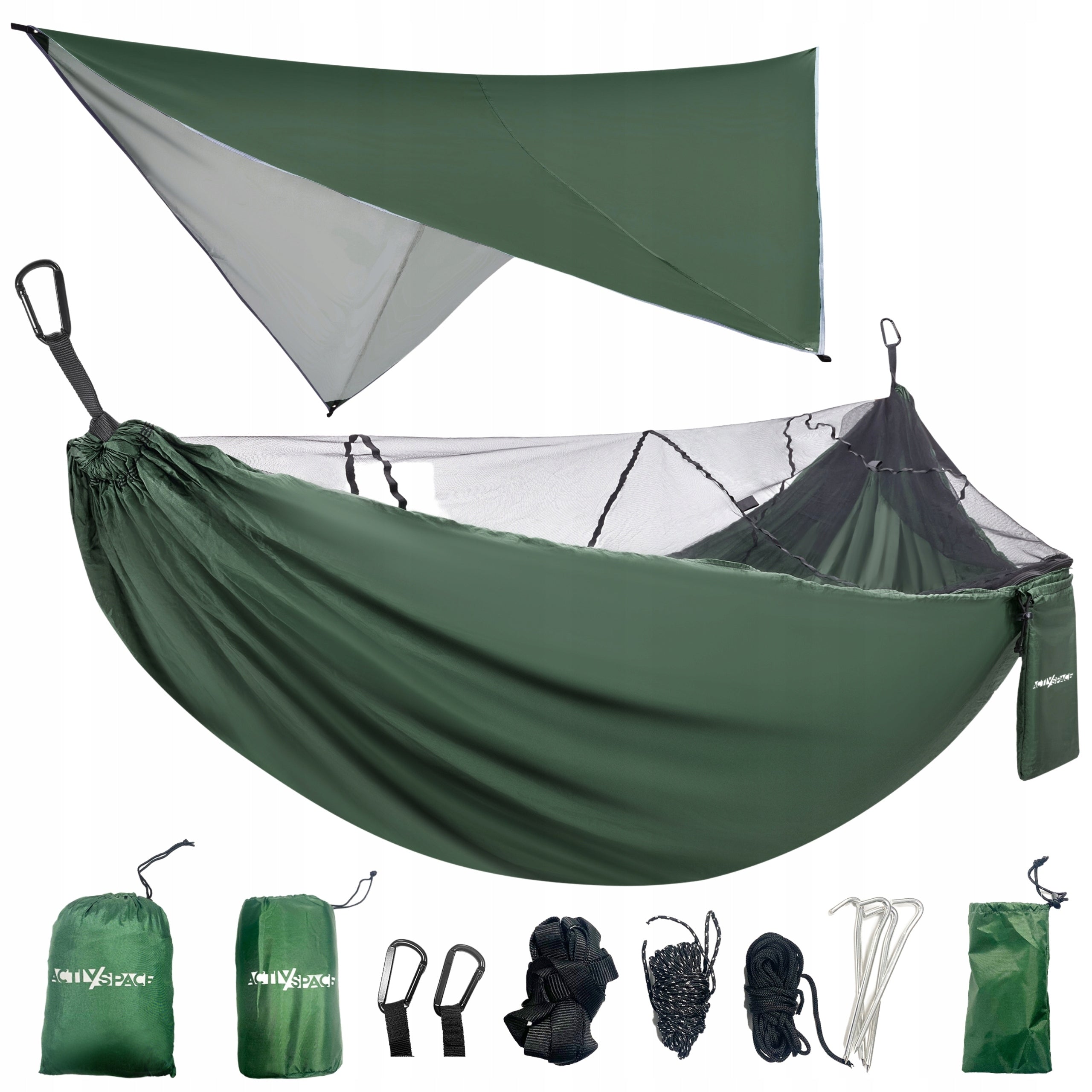 SURVIVAL HIKING HAMMOCK WITH MOSQUITO NET +TRAVEL TARP LIGHTWEIGHT AND PORTABLE