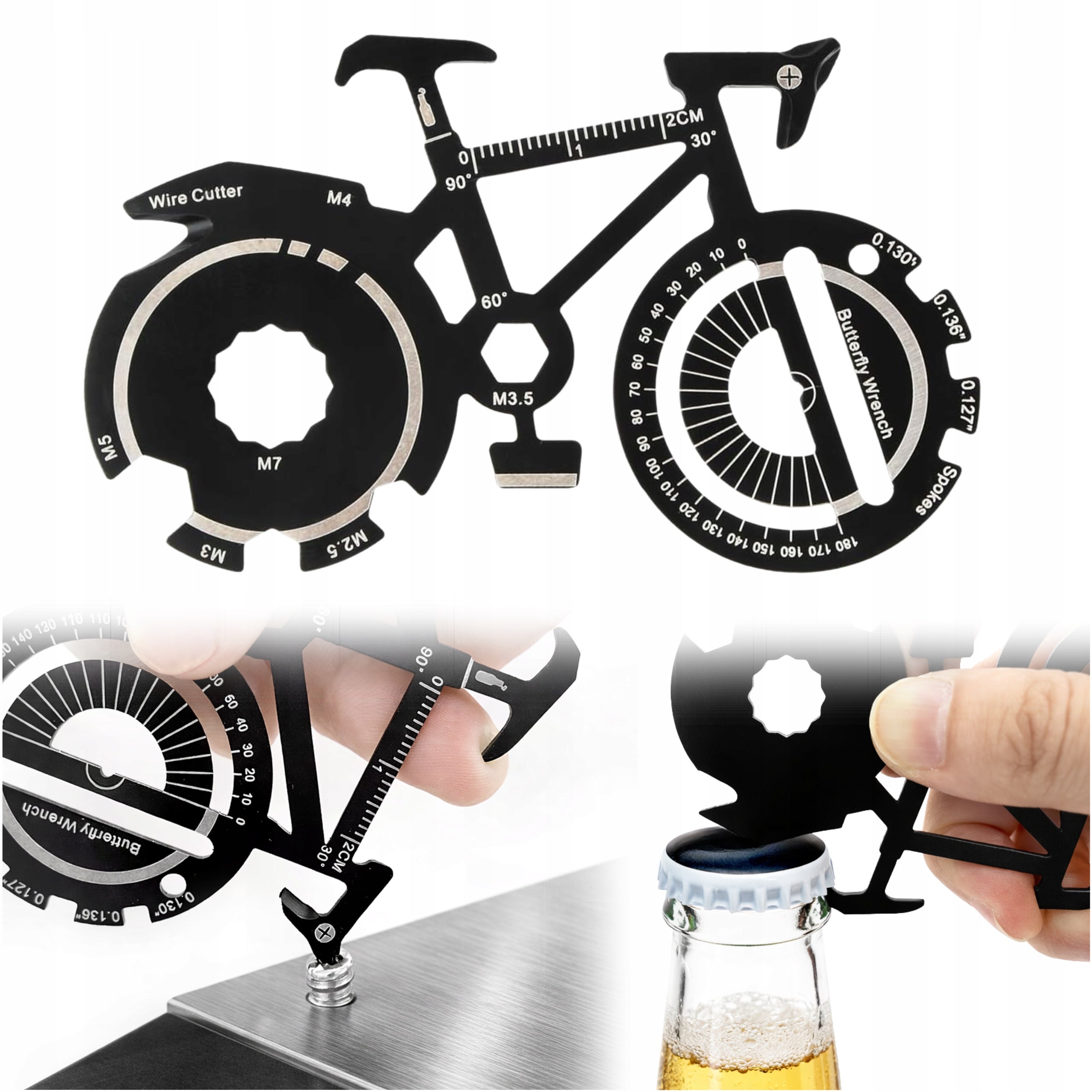 SURVIVAL TOOL CARD MULTI TOOL OPENER ALLEN KEY KEYCHAIN BIKE
