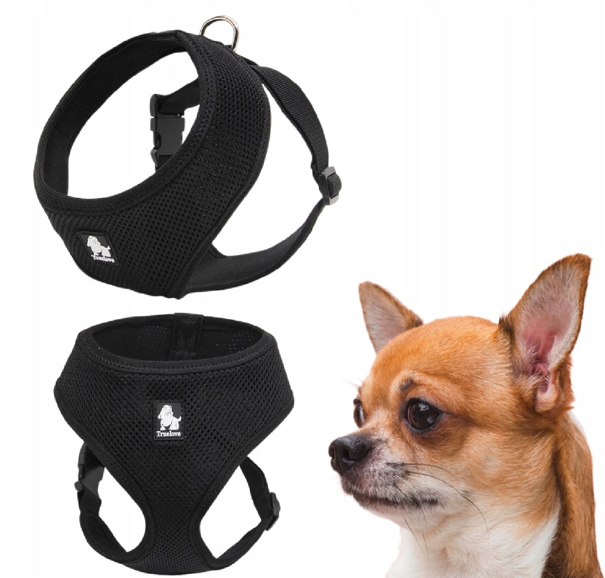 SUSPENDERS FOR SMALL DOG CAT PRESSURE-FREE LIGHT TRUELOVE PUPPY BLACK S