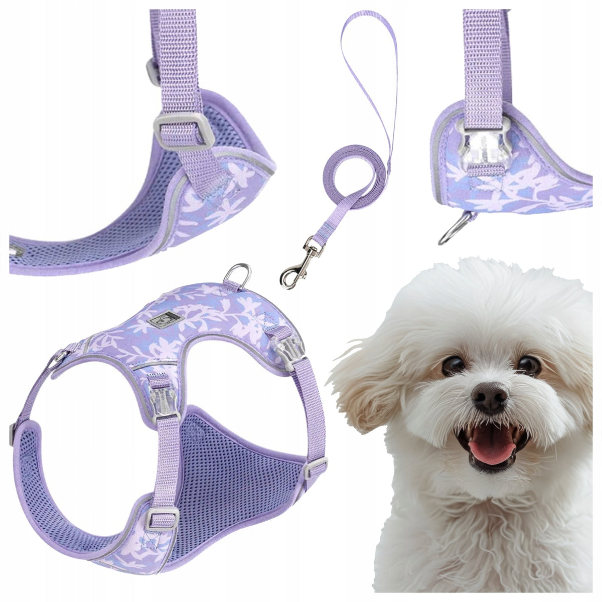 SUSPENDERS + LEASH ULTRALIGHT BREATHABLE TRUELOVE LIGHTNESS PURPLE XXS
