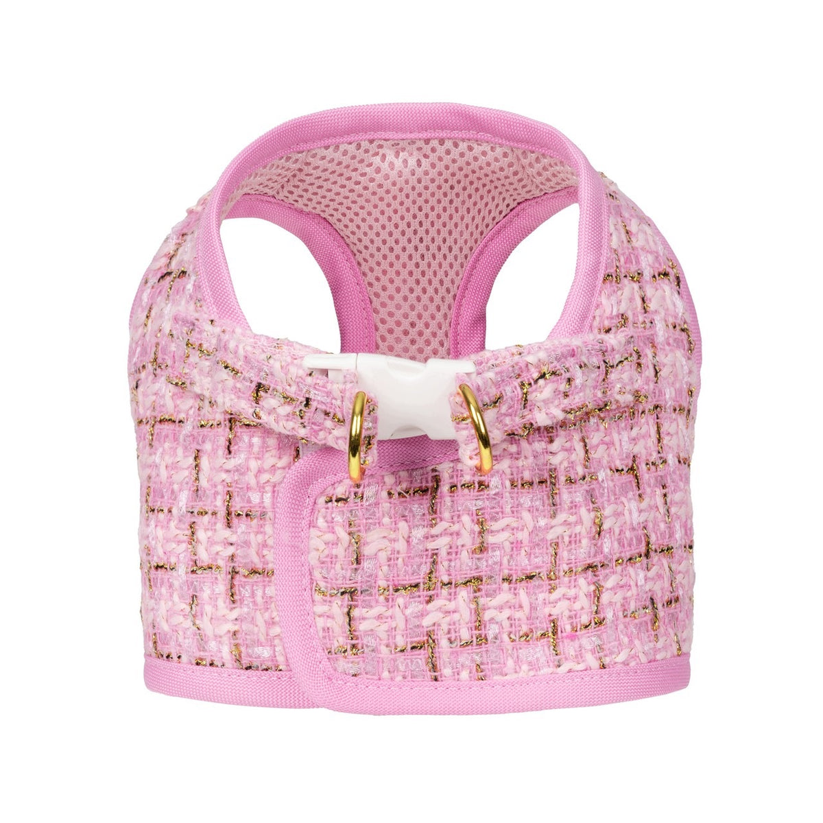 SUSPENDERS TYPE C BELLAMOUR PINK TWEED FABRIC LUXURY FOR CAT DOG