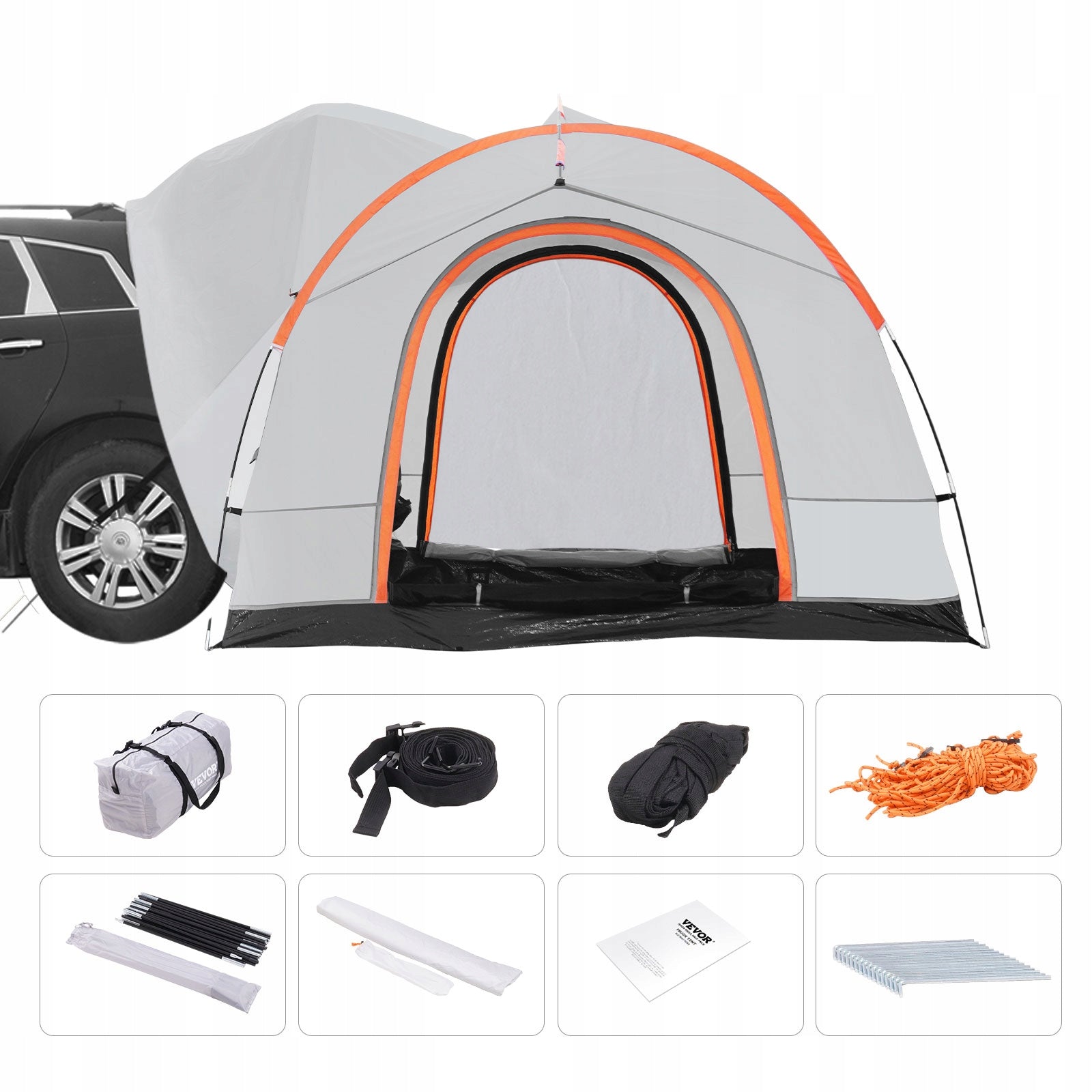 SUV Camping Tent 8'-8' 6-8 Person Waterproof PU2000mm Double Layer Tailgate Brand Vevor