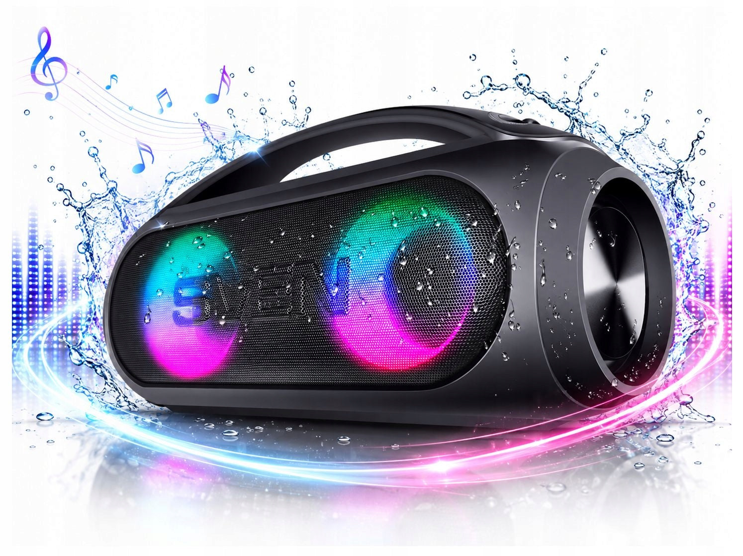 SVEN PS-380 wireless speaker, portable bluetooth 40W, FM, IPx5, RGB