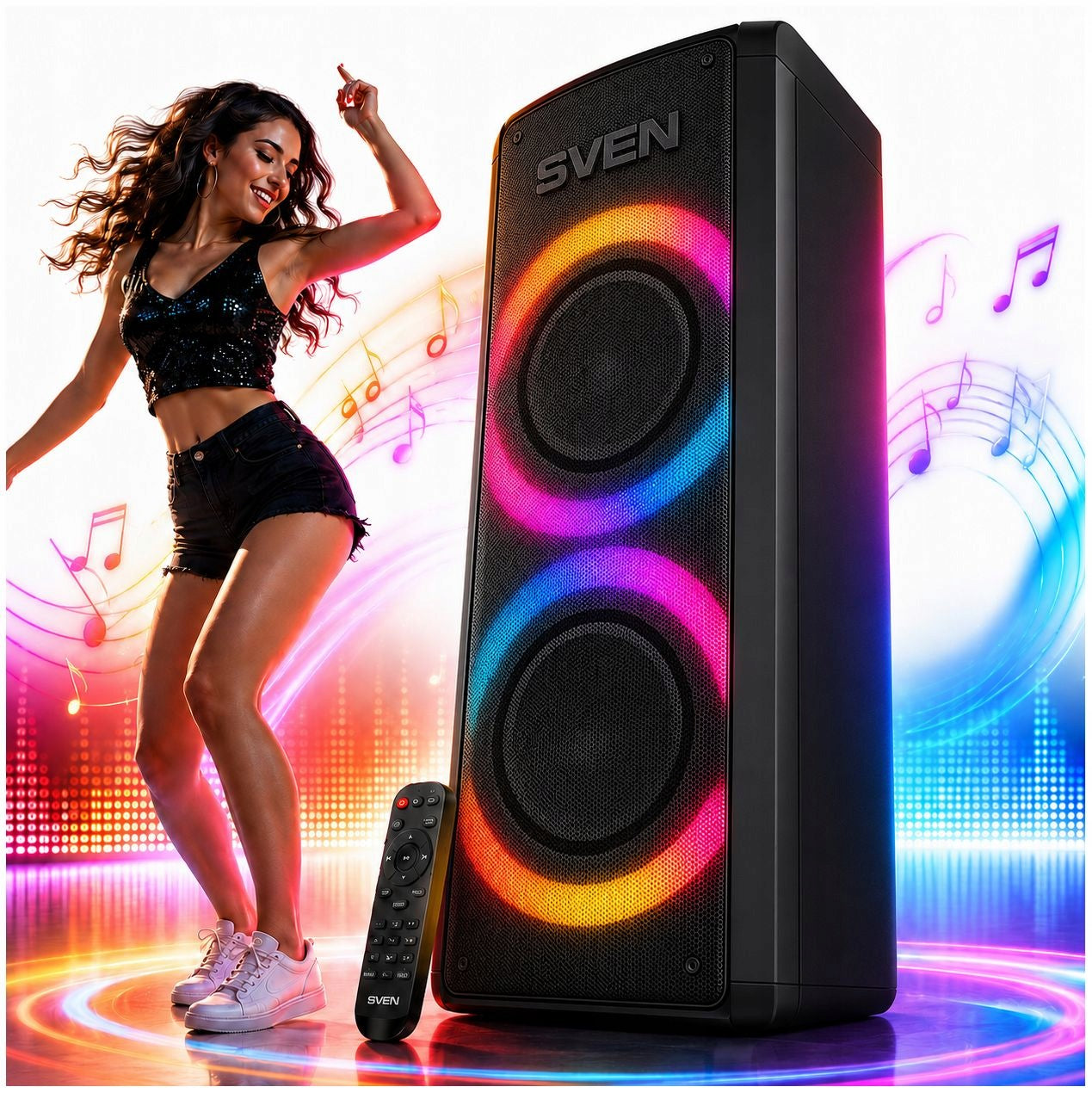 SVEN PS-710 bluetooth speaker 100W, RGB KARAOKE, wireless, FM radio