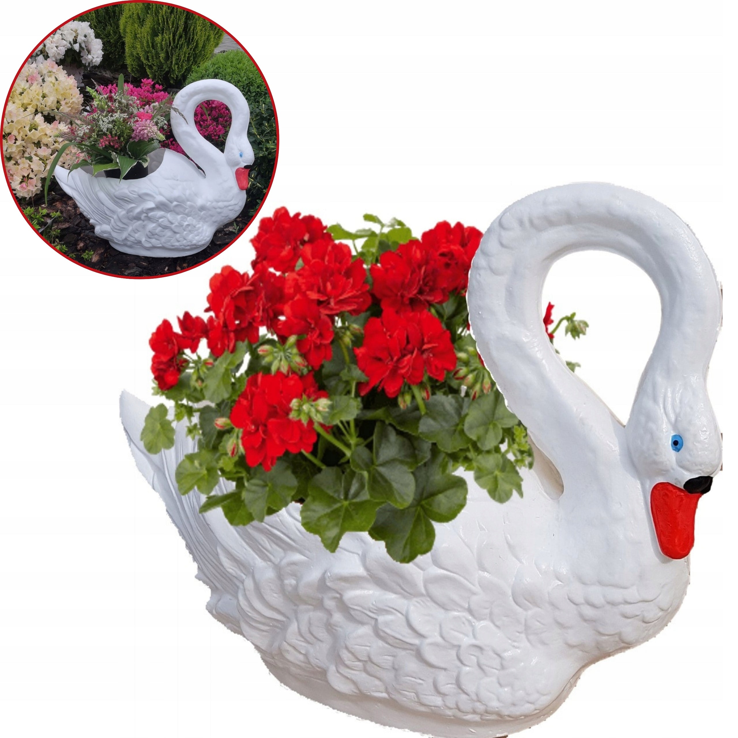 SWAN GARDEN FIGURE LARGE PLANTER DECORATIVE COVER FOR FLOWERS 50CM