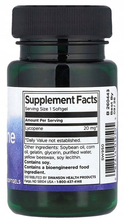 SWANSON Lycopene | Lycopene 60 caps. PROSTATA Expiration date at least 1 year from the date of purchase