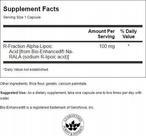 SWANSON R-Fraction R-ALA ALPHA LIPOIC ACID 100mg 60k ANTIOXIDANT Weight 140 g