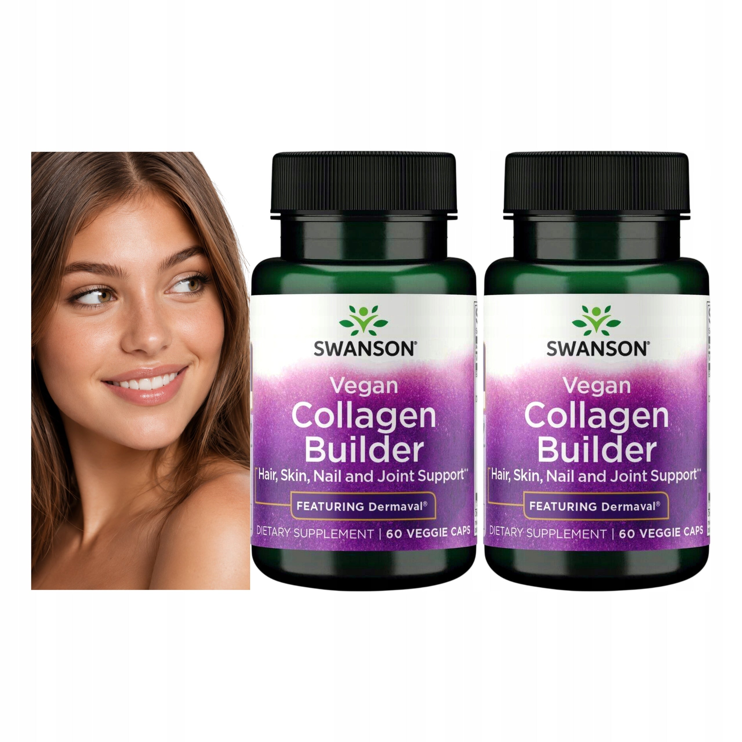 SWANSON VEGAN COLLAGEN BUILDER VITAMIN C BAMBOO 70% SILICA 60 KAPS -2x