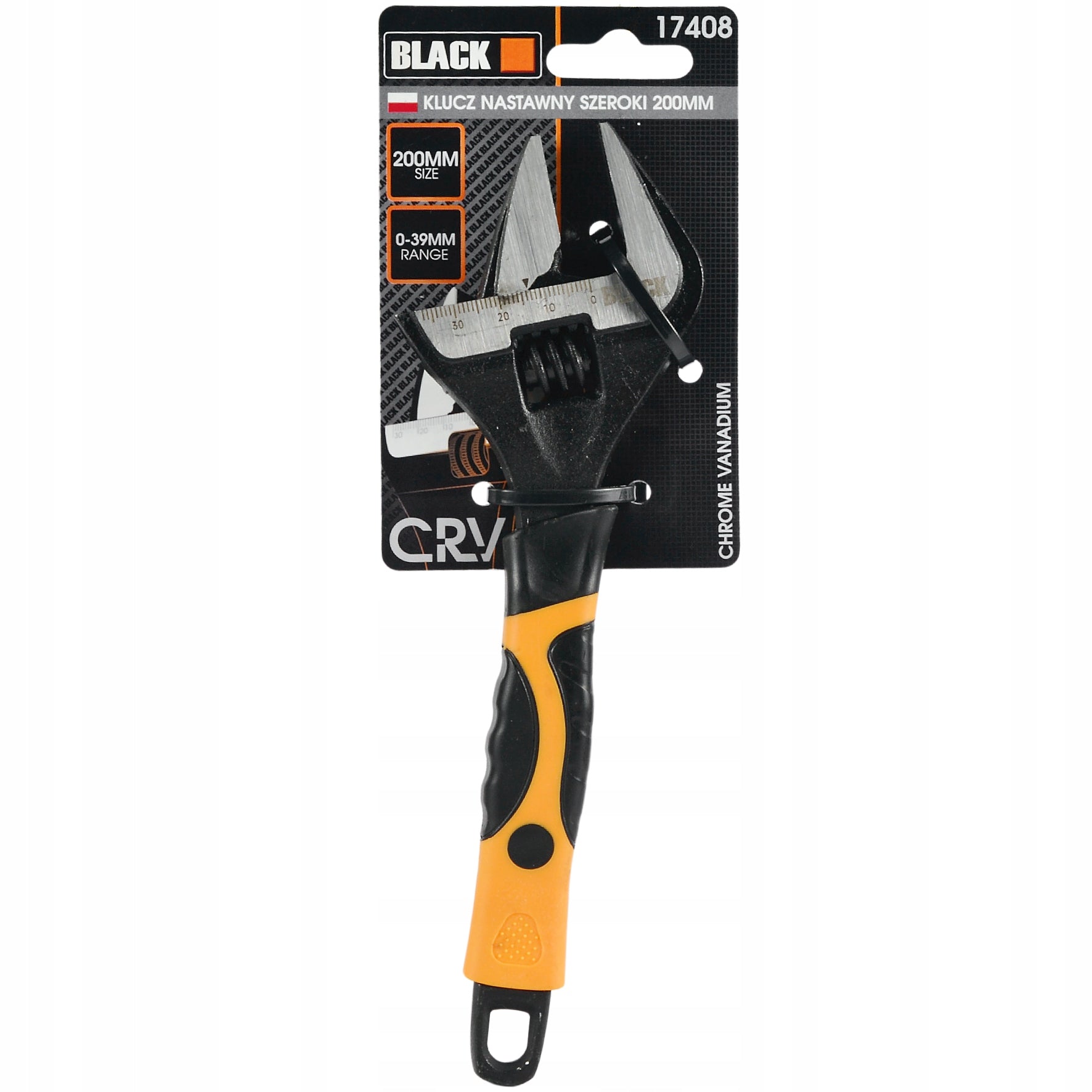 SWEDISH ADJUSTABLE WRENCH 0-39mm 200MM 8' WIDE ADJUSTABLE BLACK crv Manufacturer code 17408
