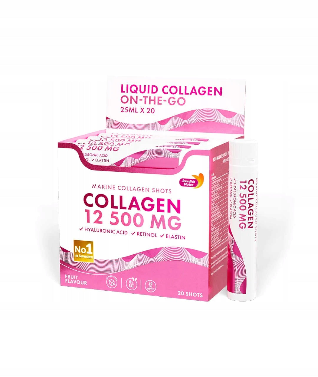 SWEDISH NUTRA Marine Collagen 12 500 mg Shots 25 ml x 20 shots Expiration date at least 1 month from the date of purchase